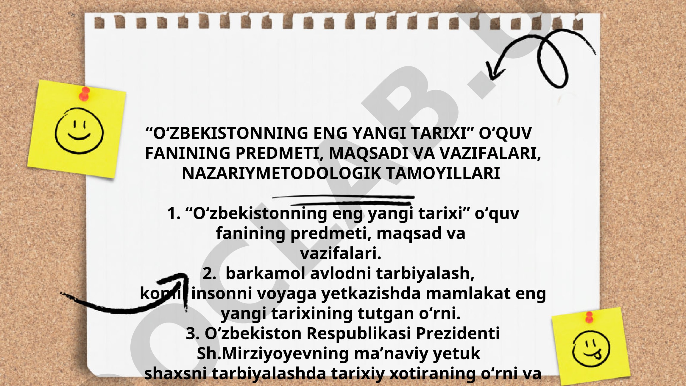 O'zbekistonning eng yangi tarixi o'quv fanining predmeti, maqsadi va vazifalari