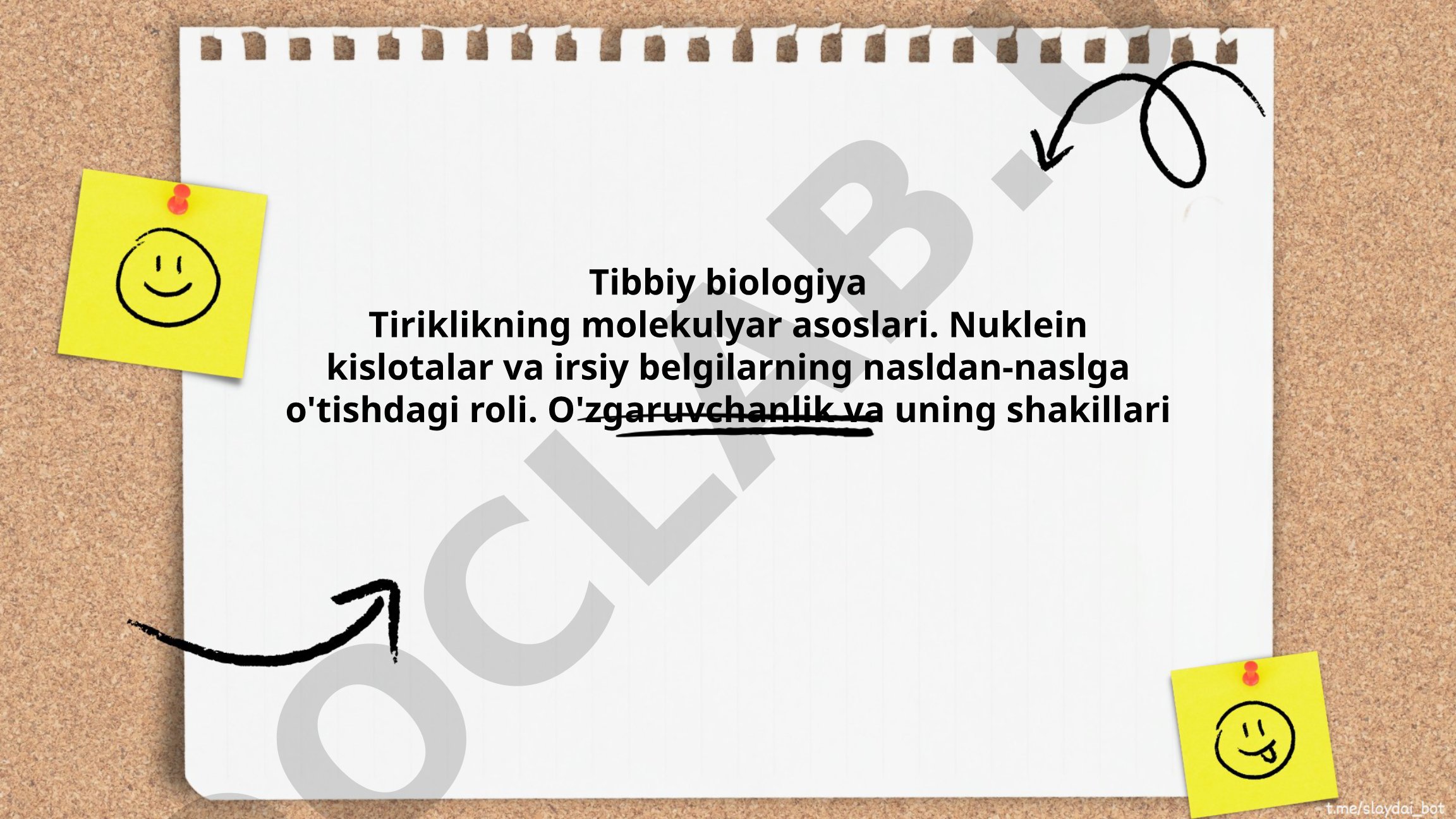 Tiriklikning molekulyar asoslari. Nuklein kislotalar va irsiy belgilarning nasldan-naslga o'tishdagi roli. O'zgaruvchanlik va uning shakillari