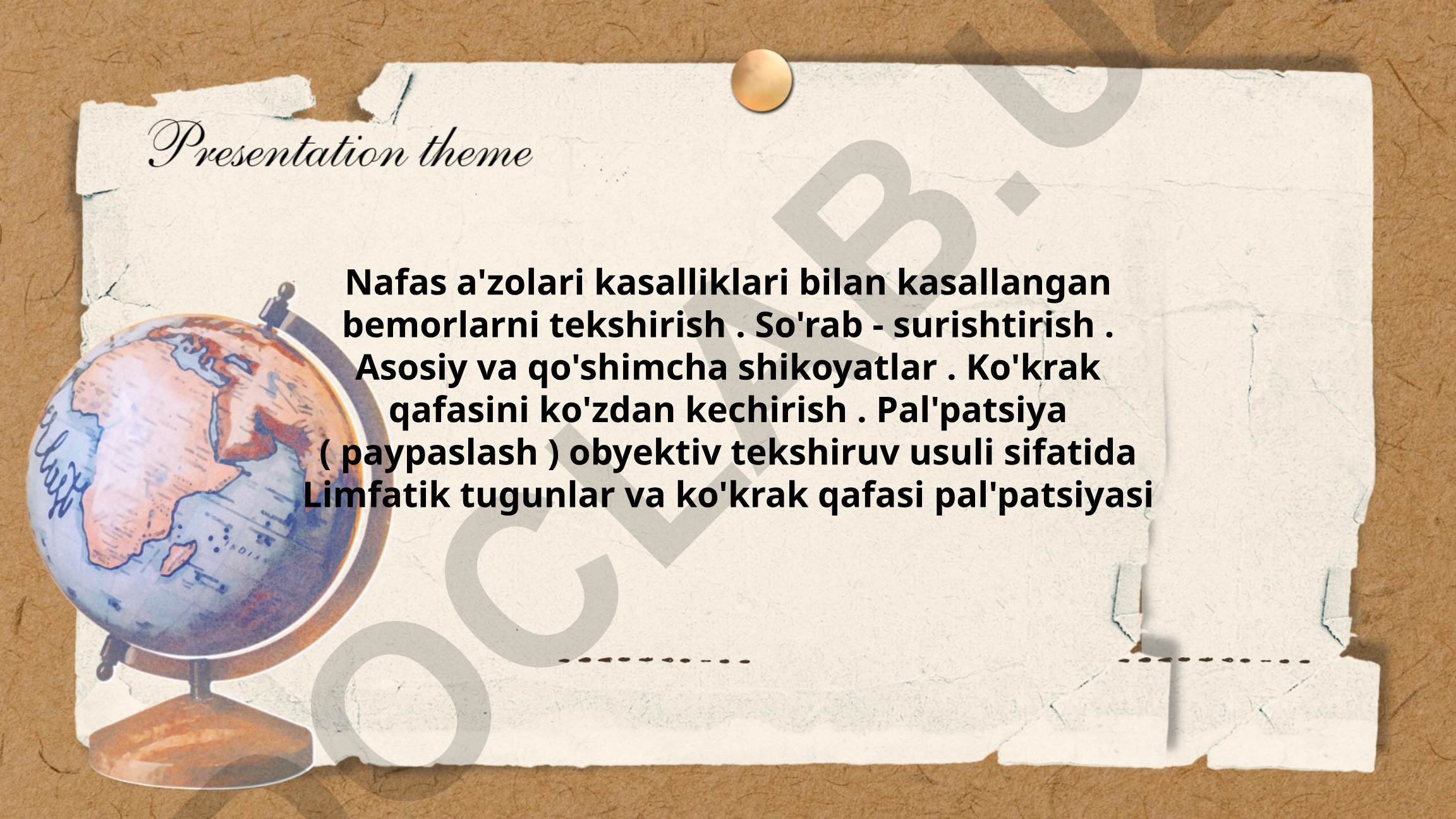 Nafas a'zolari kasalliklari bilan kasallangan bemorlarni tekshirish usullari