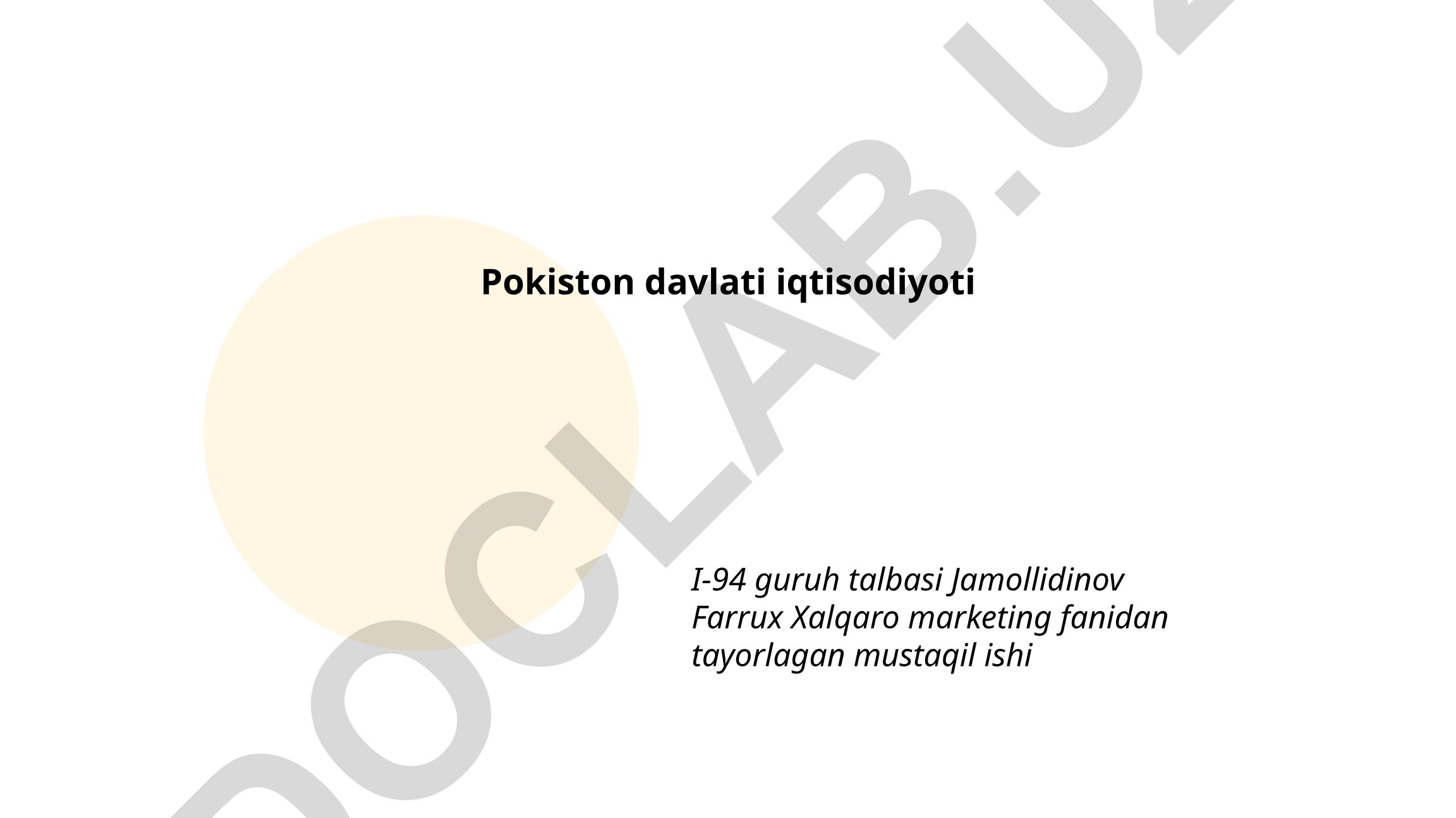 Pokiston davlati iqtisodiyoti