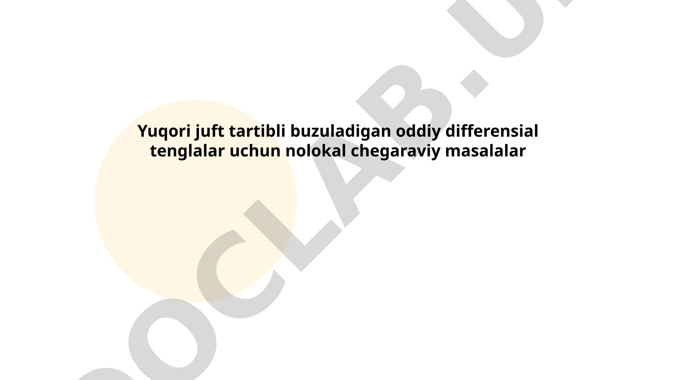 Yuqori juft tartibli buzuladigan oddiy differensial tenglalar uchun nolokal chegaraviy masalalar