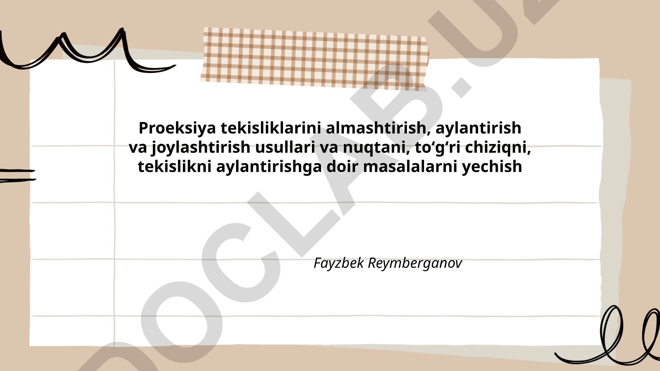 Proeksiya tekisliklarini almashtirish, aylantirish va joylashtirish usullari