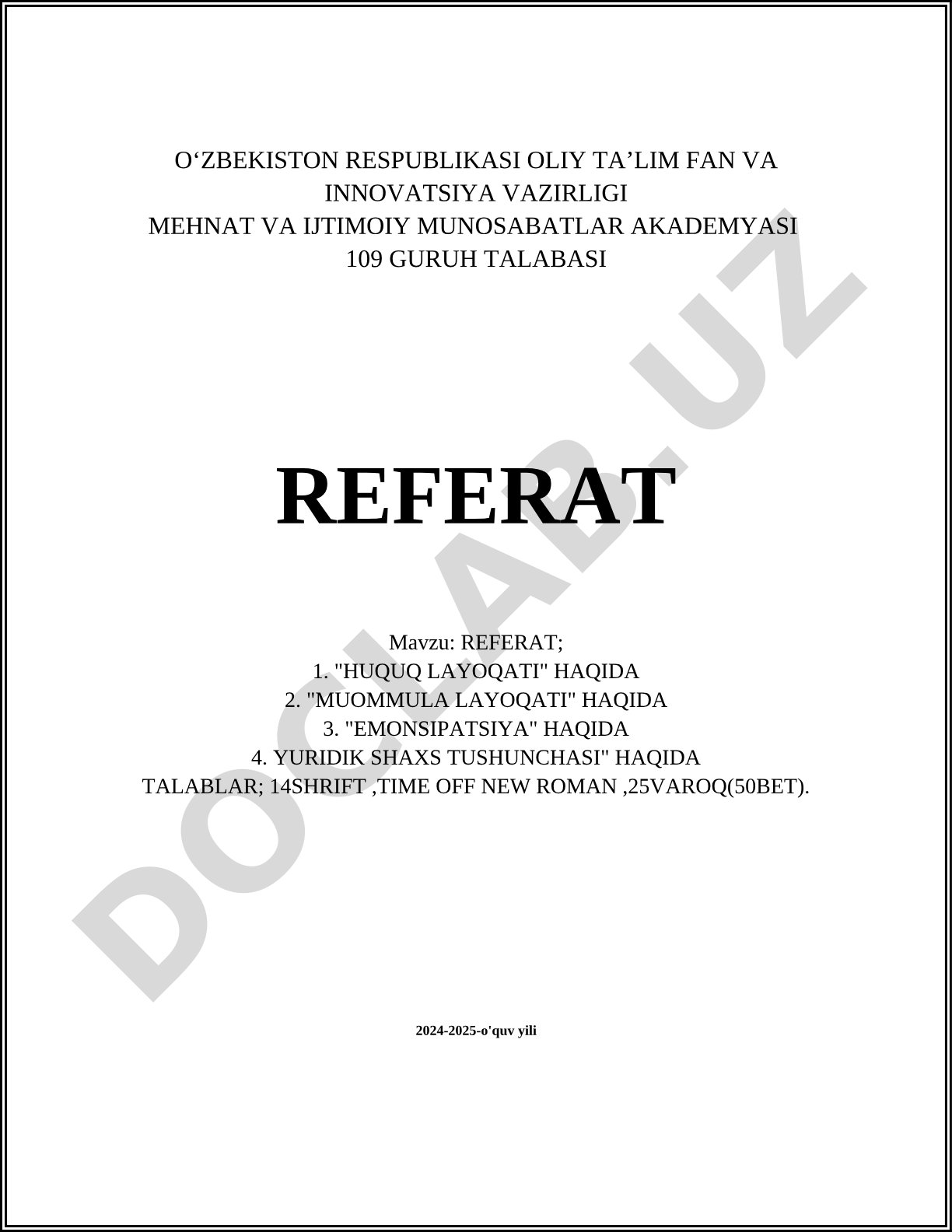 Huquq layoqati va muomala layoqati haqida referat
