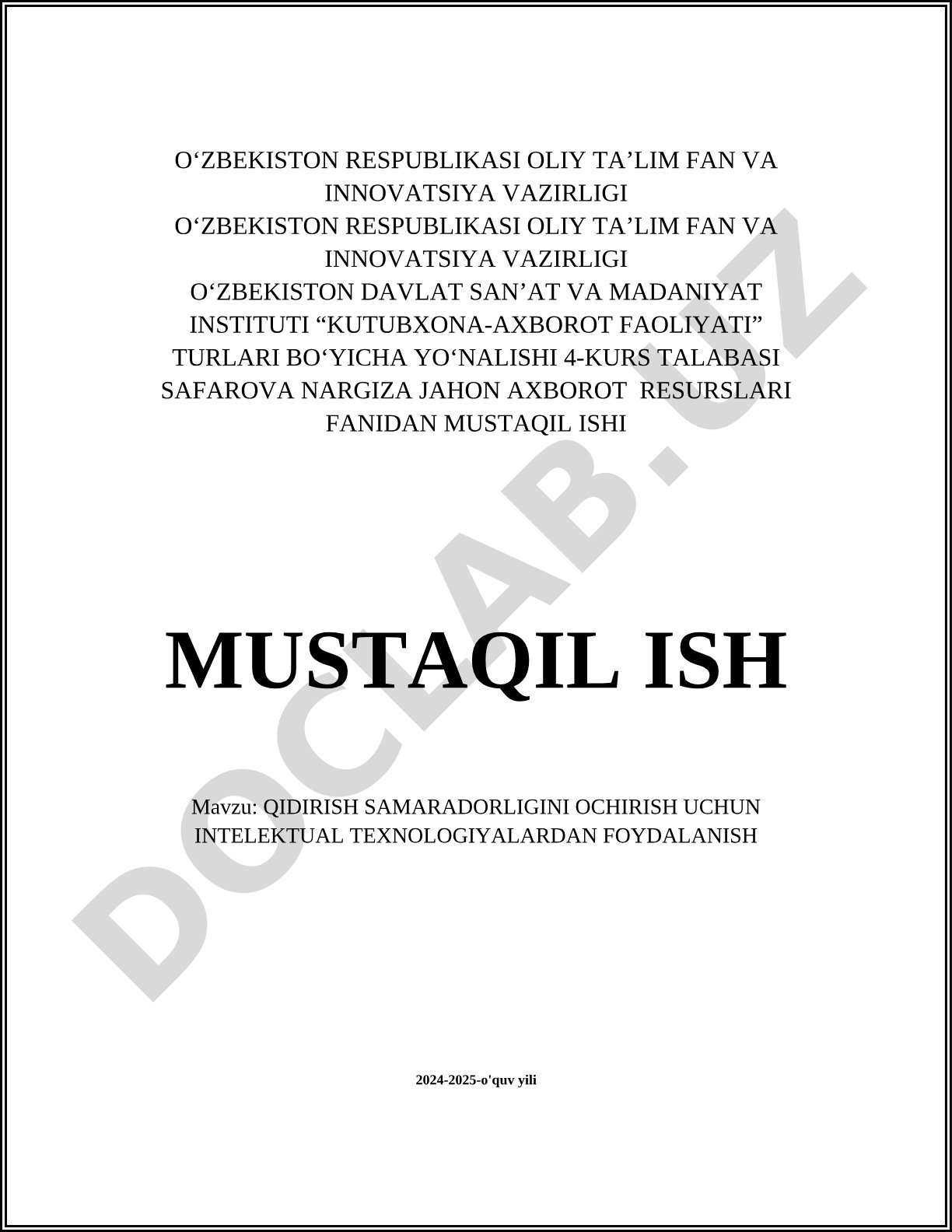 Qidirish samaradorligini oshirish uchun intellektual texnologiyalardan foydalanish
