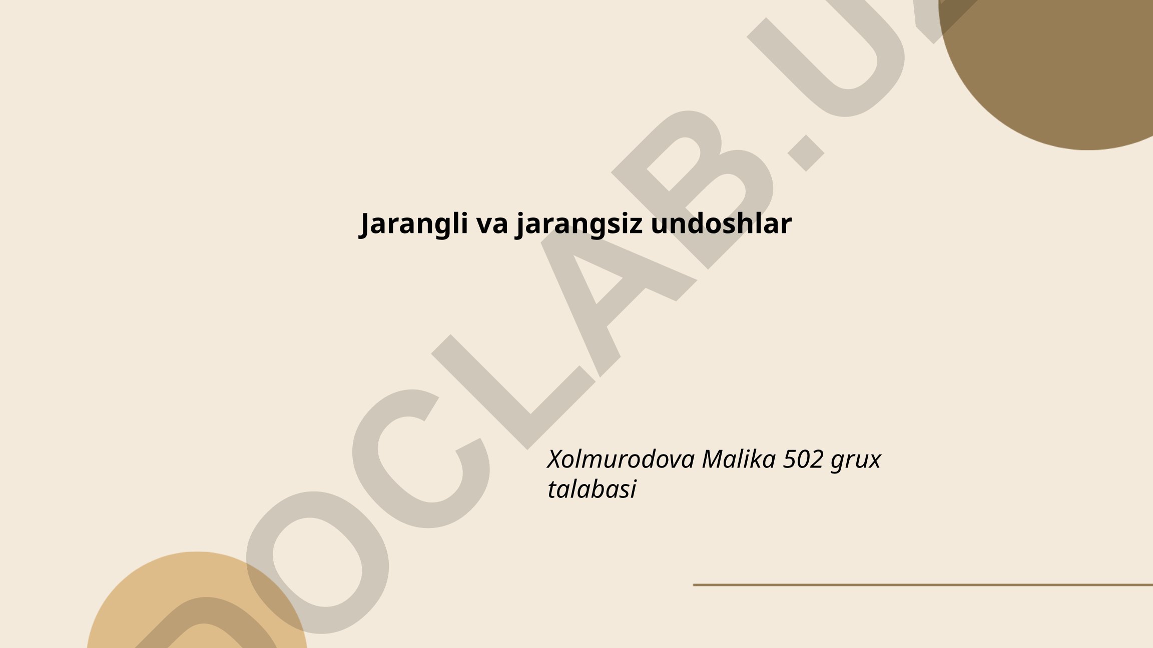 Jarangli va jarangsiz undoshlar
