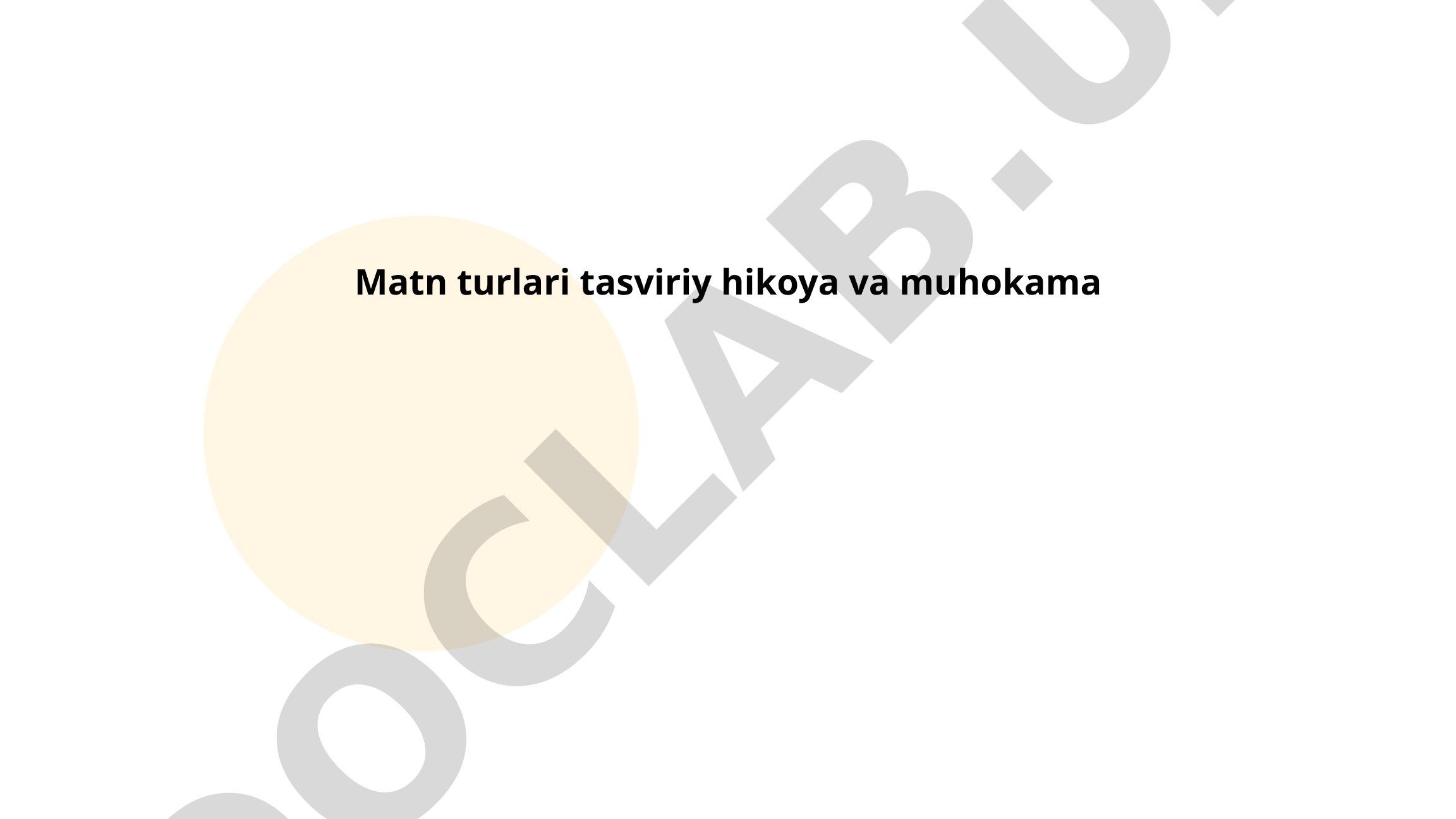 Matn turlari: tasviriy, hikoya va muhokama