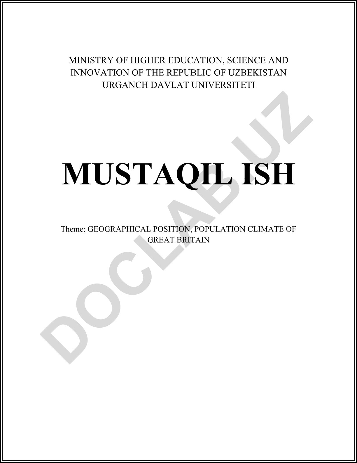 Geographical Position, Population Climate of Great Britain