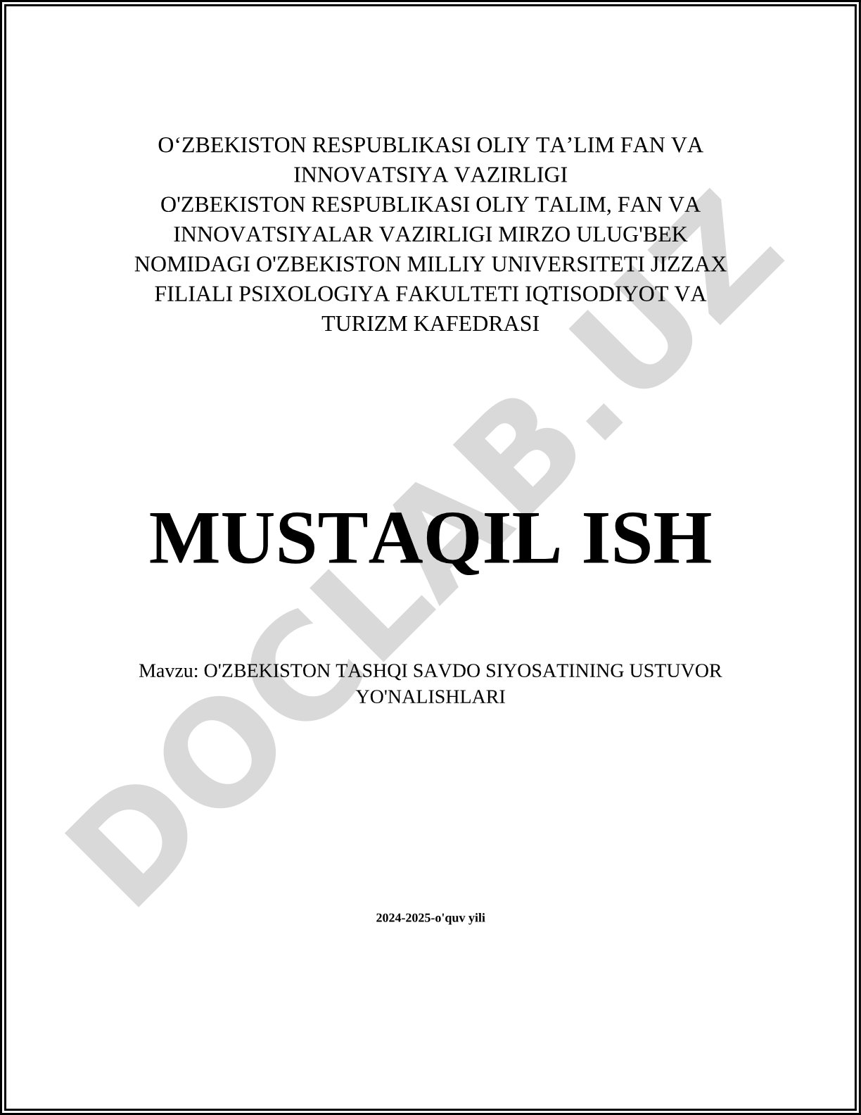 O'zbekiston tashqi savdo siyosatining ustuvor yo'nalishlari