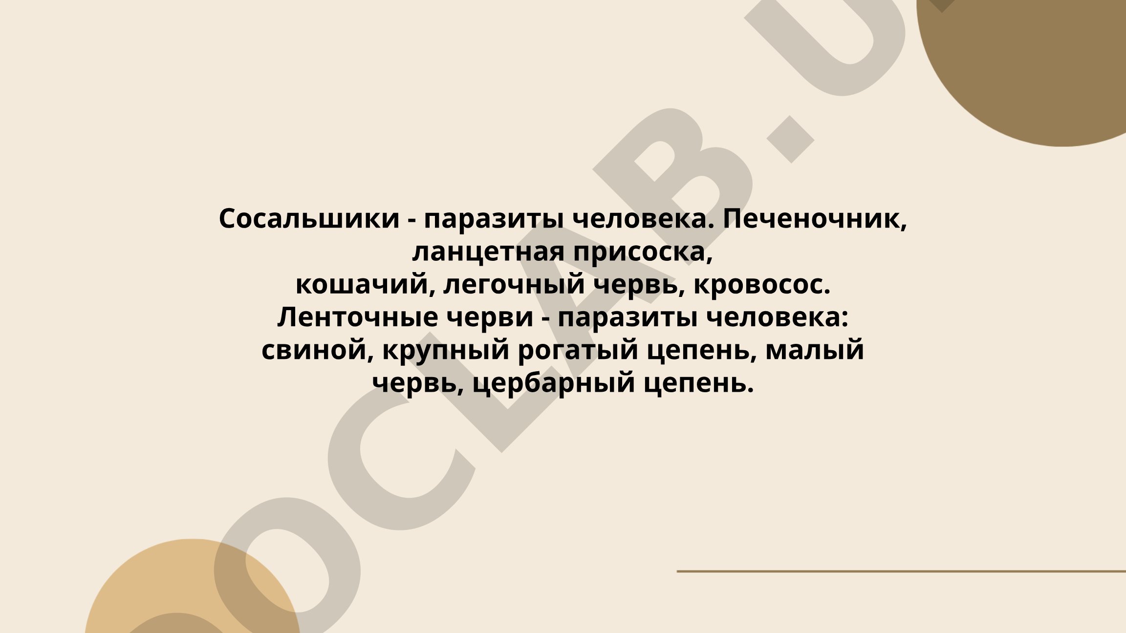 Сосальщики и ленточные черви - паразиты человека