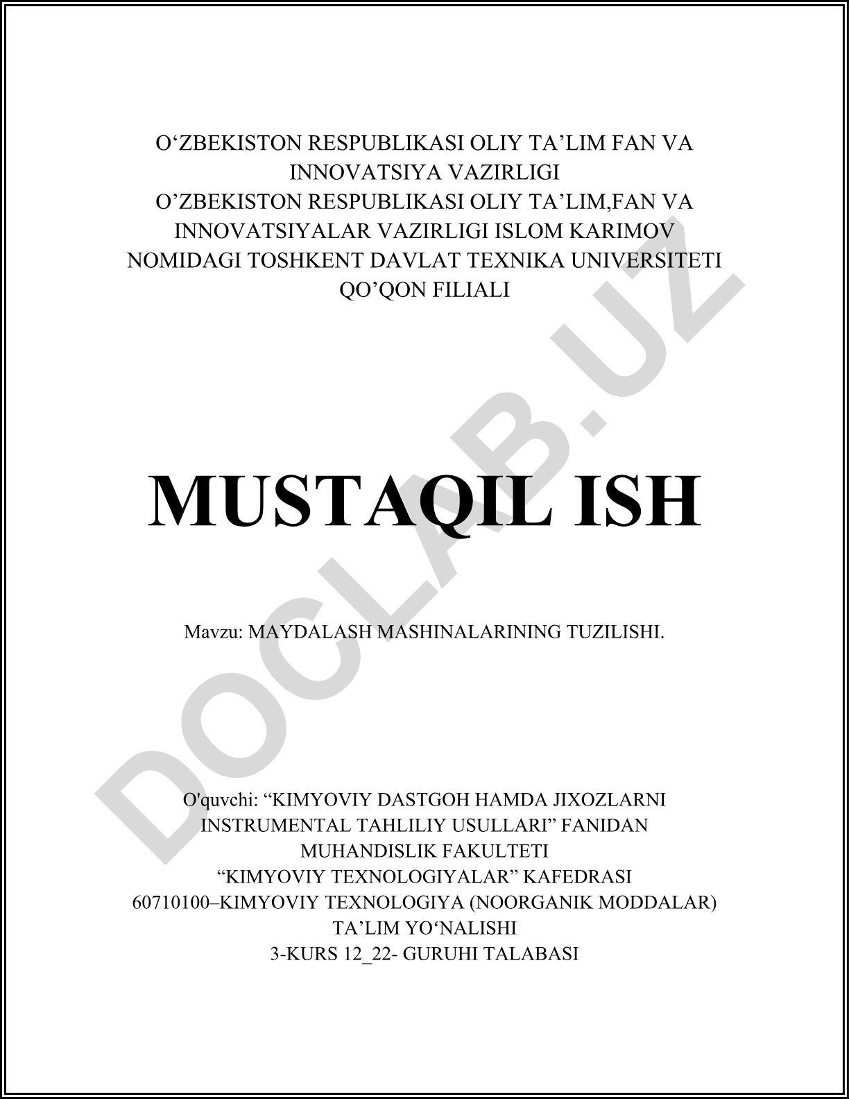 Maydalash mashinalarining tuzilishi