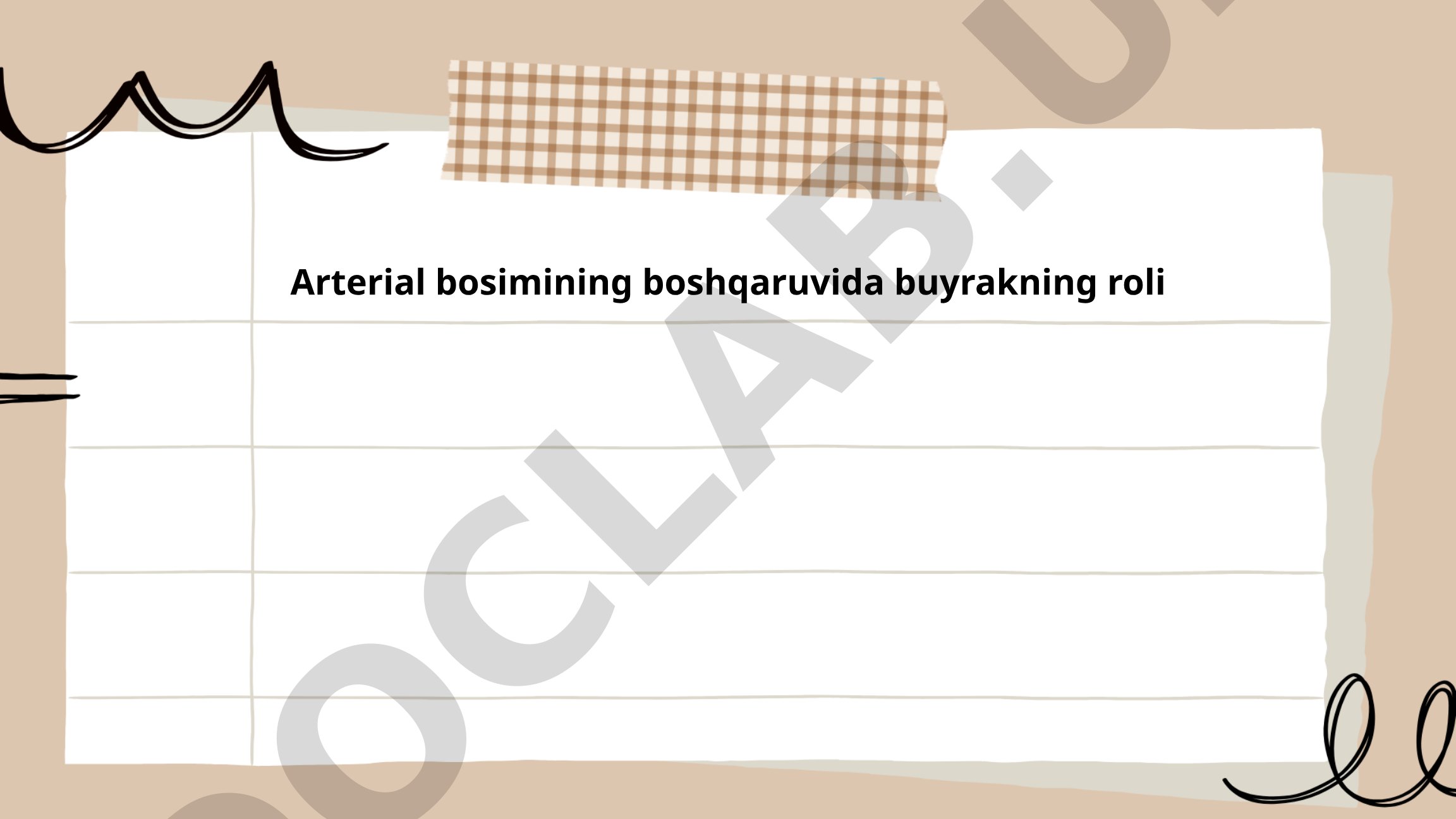 Arterial bosimining boshqaruvida buyrakning roli