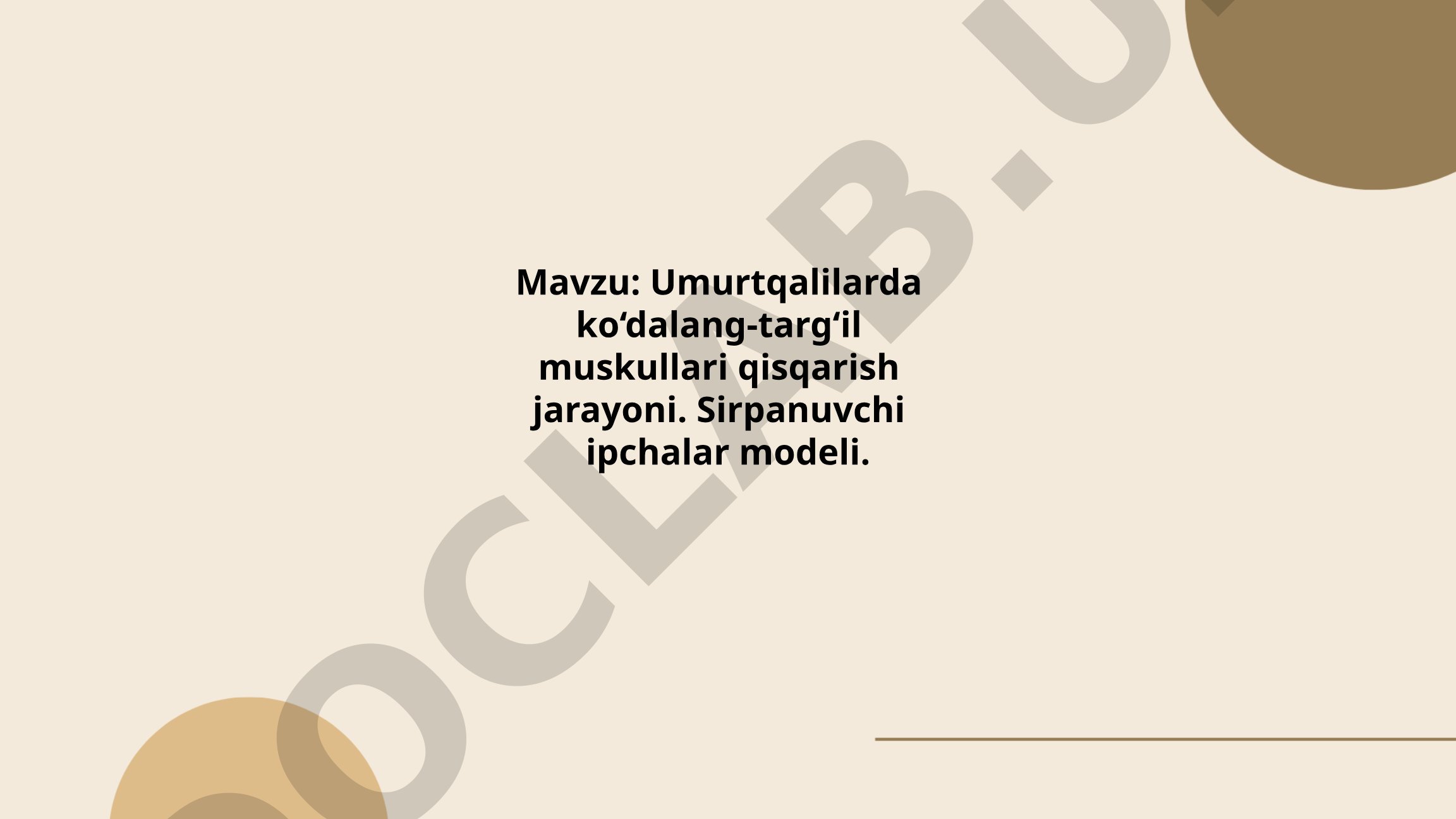 Umurtqalilarda ko‘dalang-targ‘il muskullari qisqarish jarayoni. Sirpanuvchi ipchalar modeli