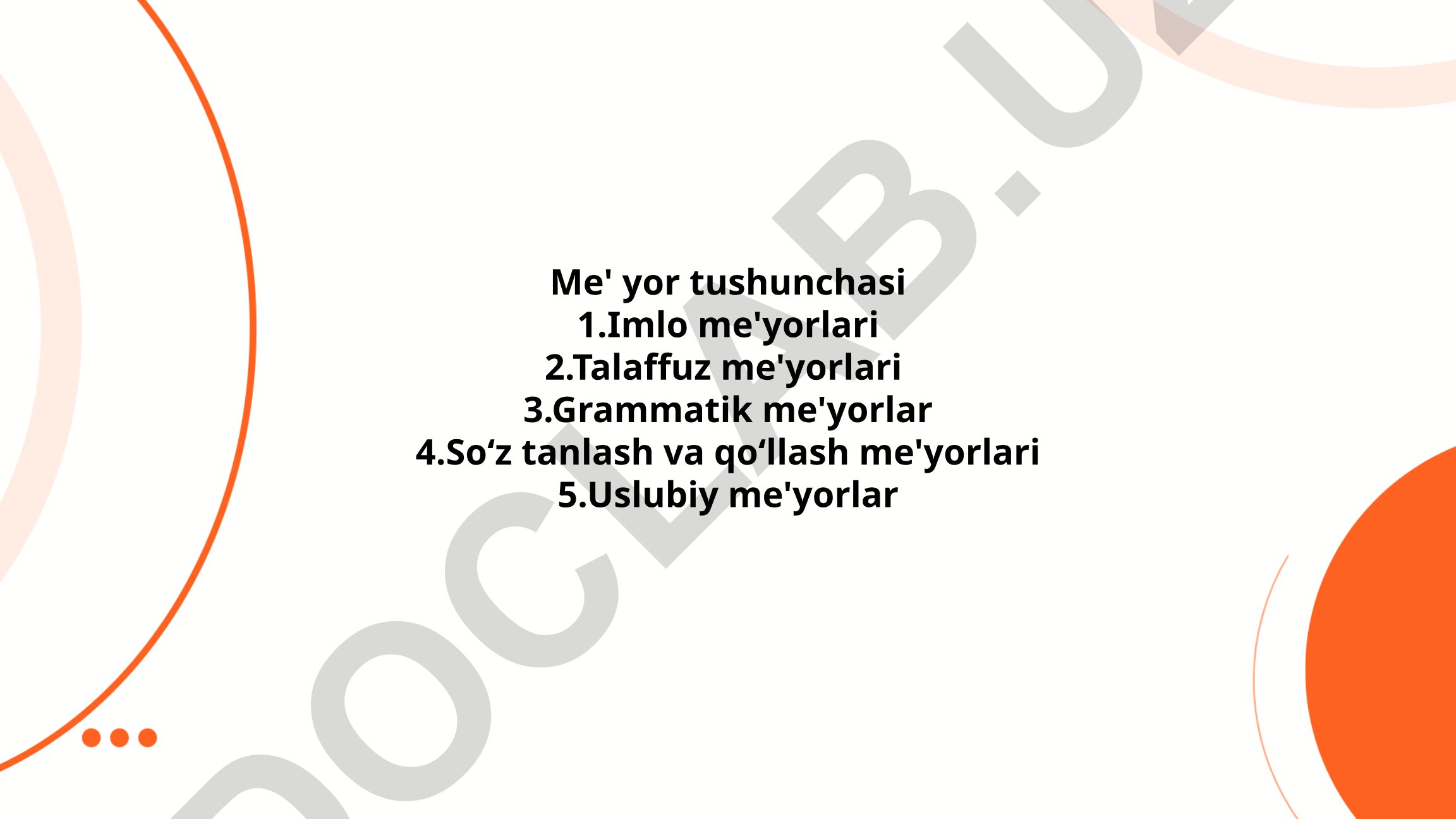 O'zbek tilidagi me'yor tushunchalari va imlo qoidalari