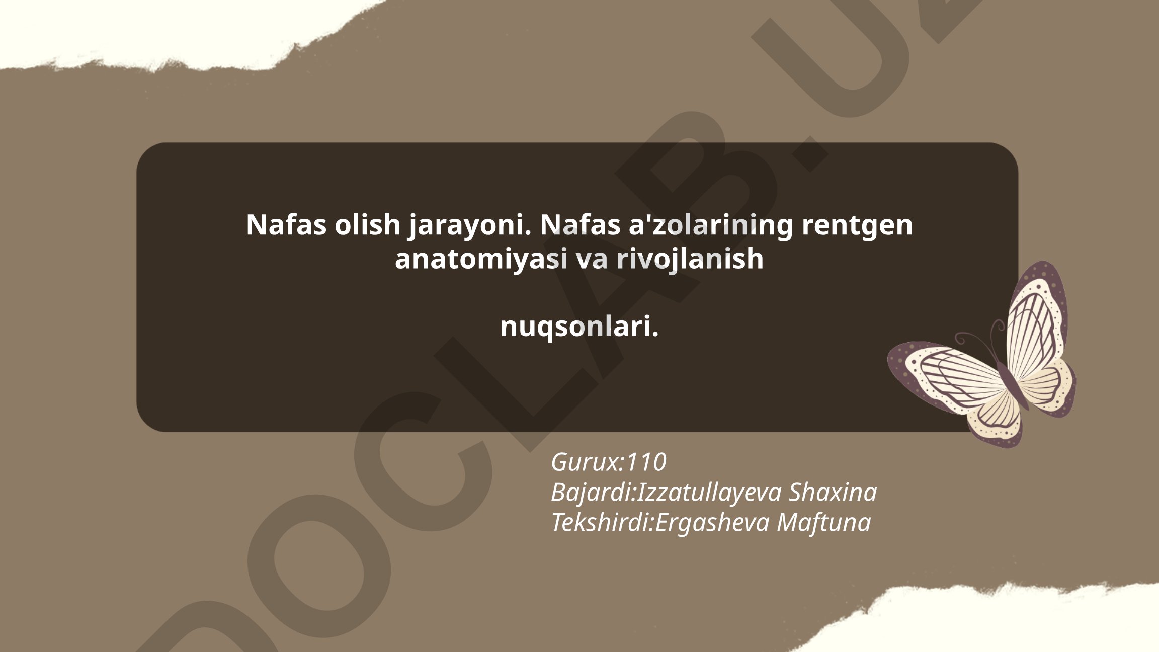 Nafas olish jarayoni va nafas a'zolarining rentgen anatomiyasi