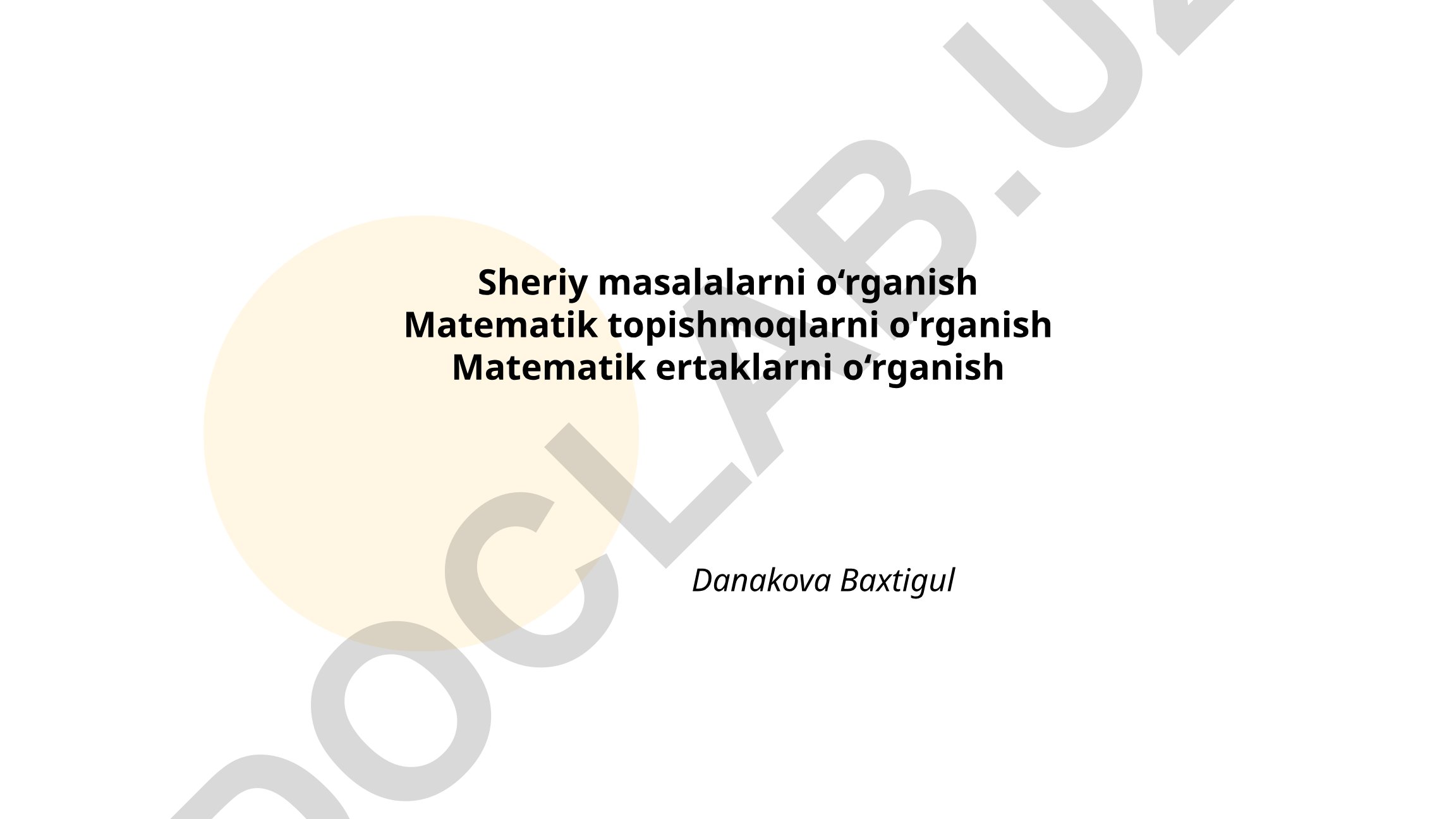 Sheriyatda matematik tushunchalar va ifodalarni o'rganish