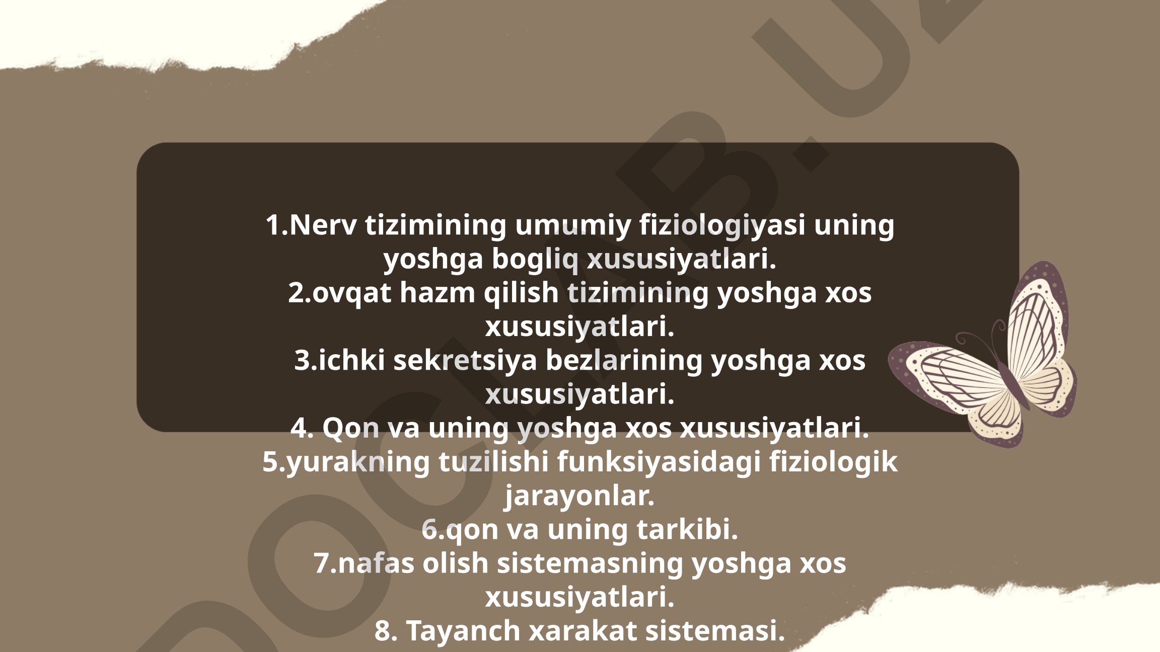 Inson fiziologiyasining yoshga bog'liq xususiyatlari