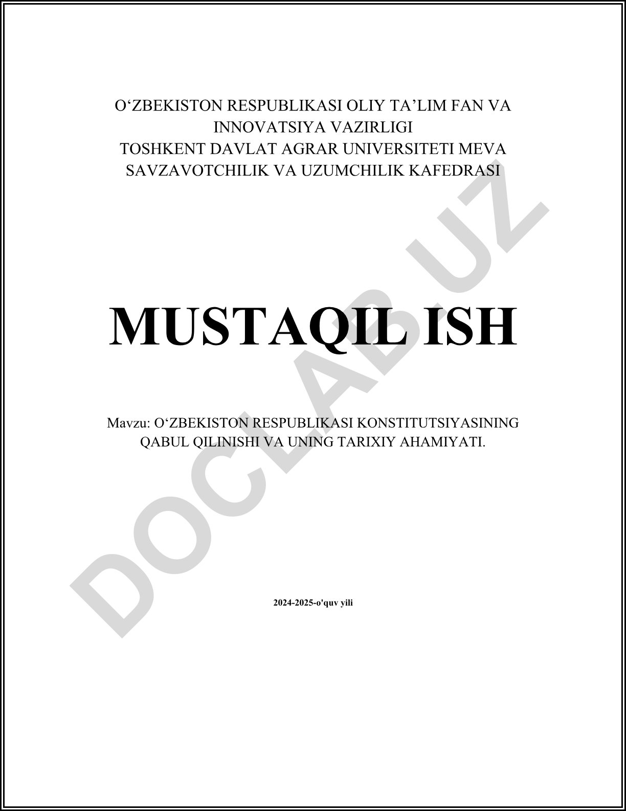 O‘zbekiston Respublikasi Konstitutsiyasining qabul qilinishi va uning tarixiy ahamiyati
