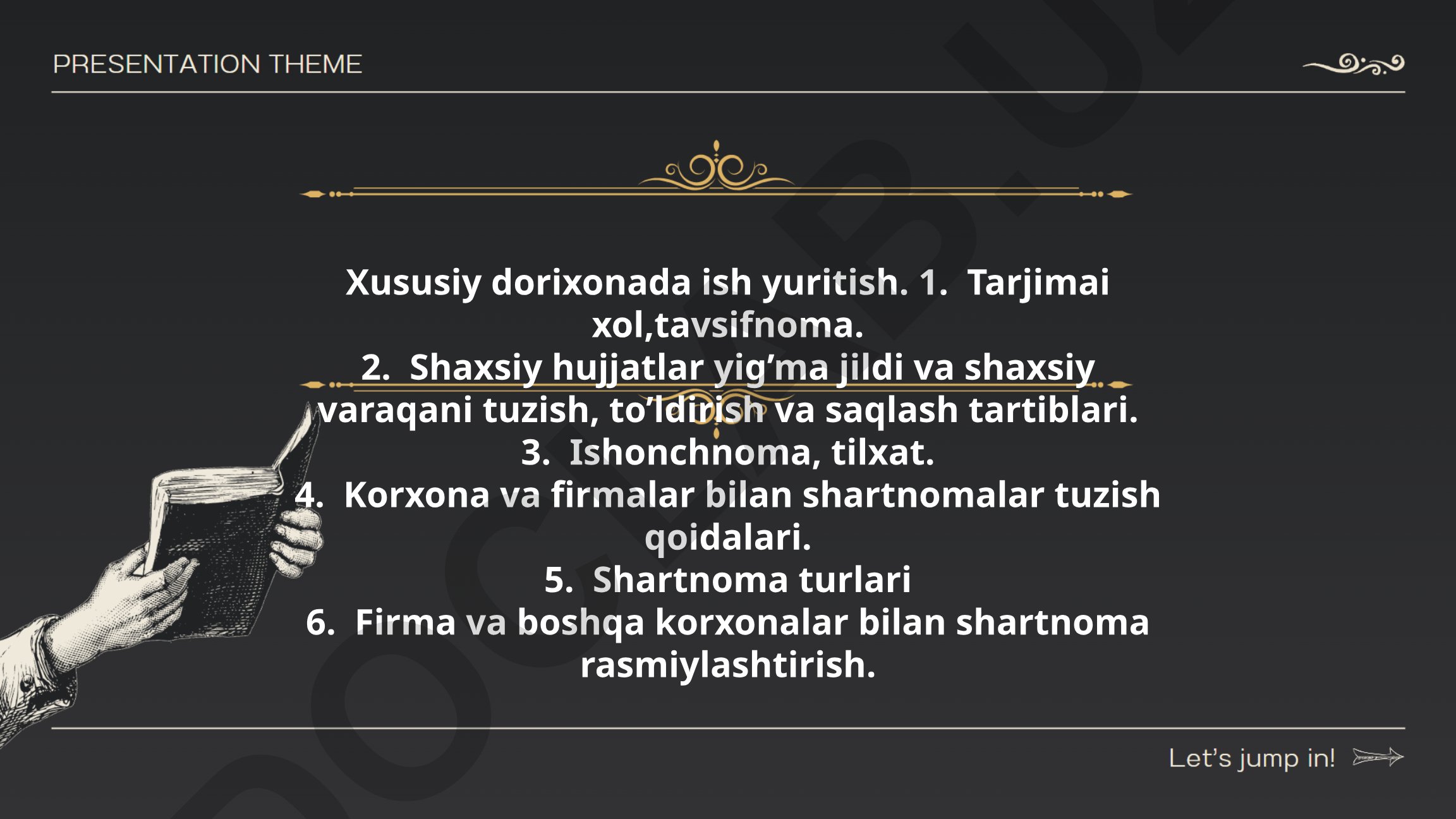 Xususiy dorixonada ish yuritish va hujjatlar tuzish tartiblari