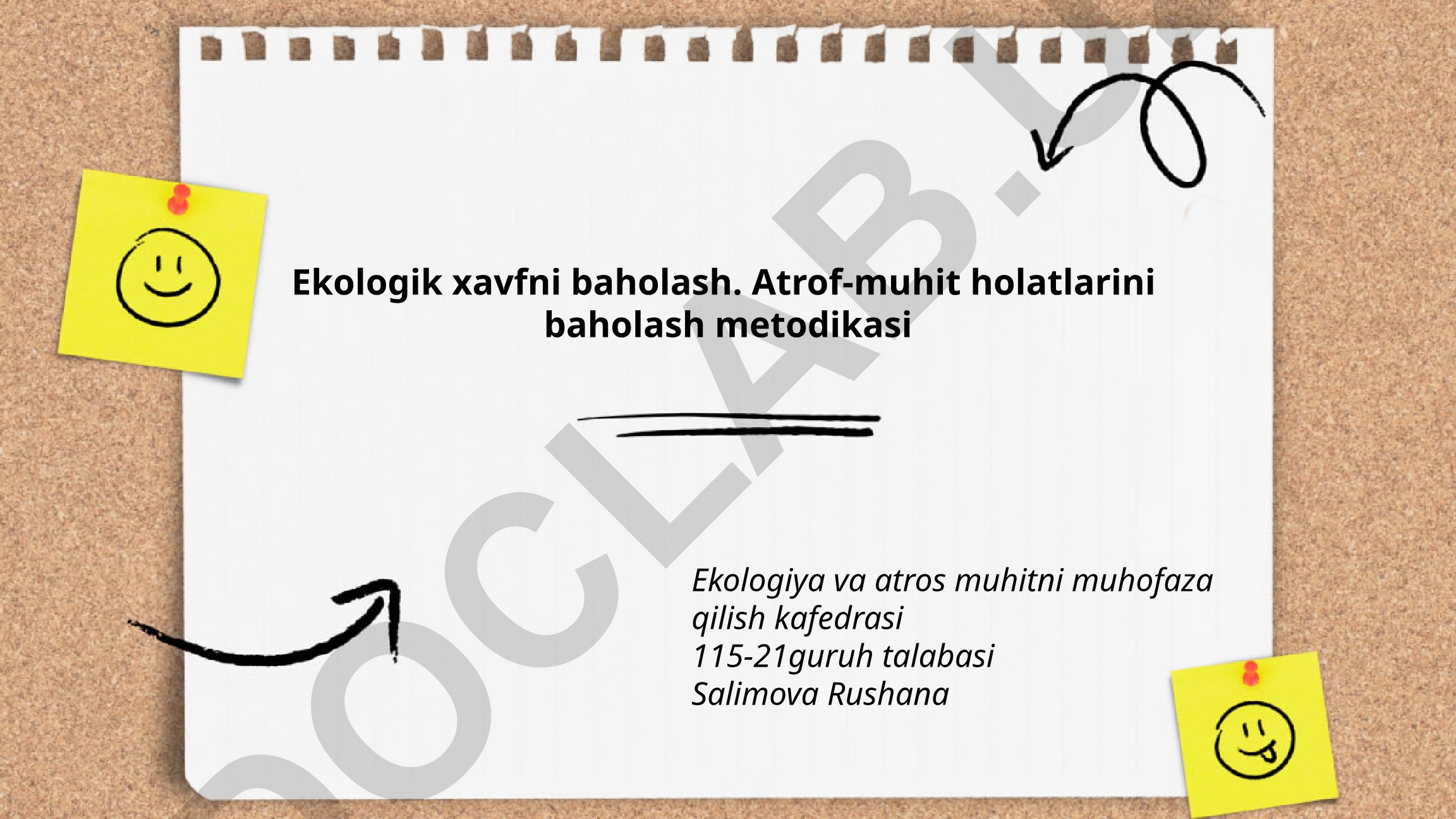 Ekologik xavfni baholash va atrof-muhit holatlarini baholash metodikasi