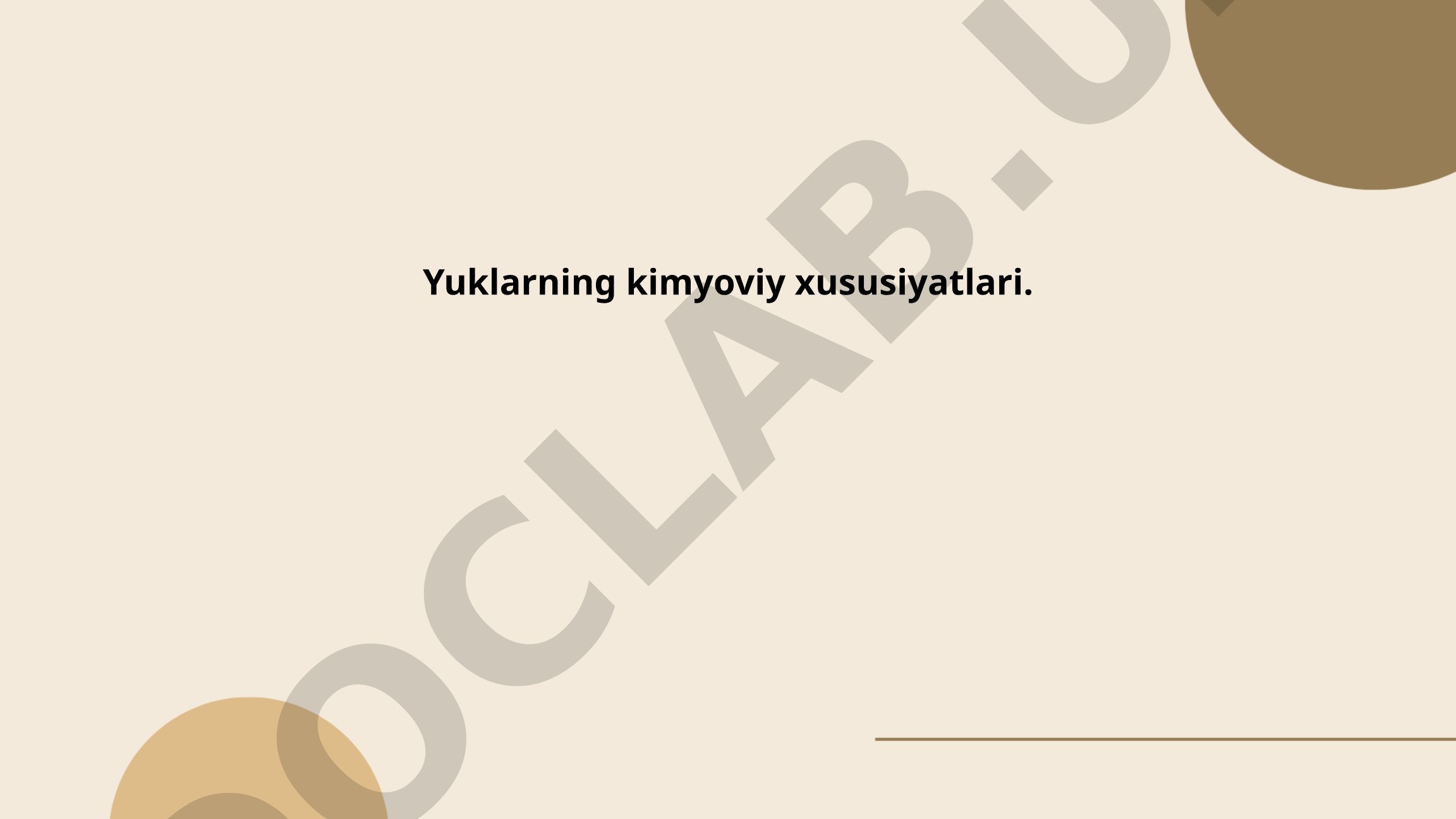 Yuklarning kimyoviy xususiyatlari