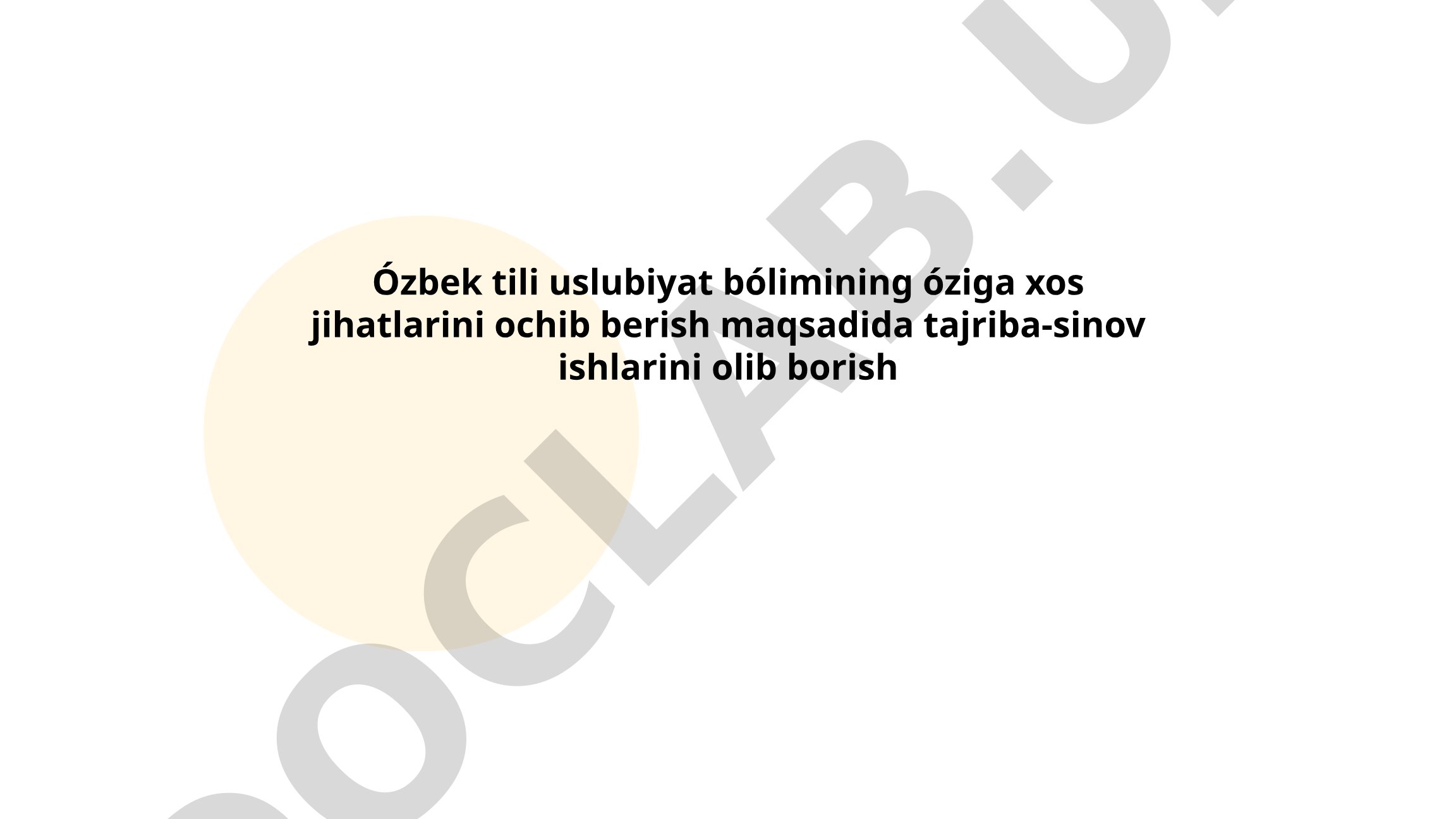 O'zbek tili uslubiyat bo'limining o'ziga xos jihatlari