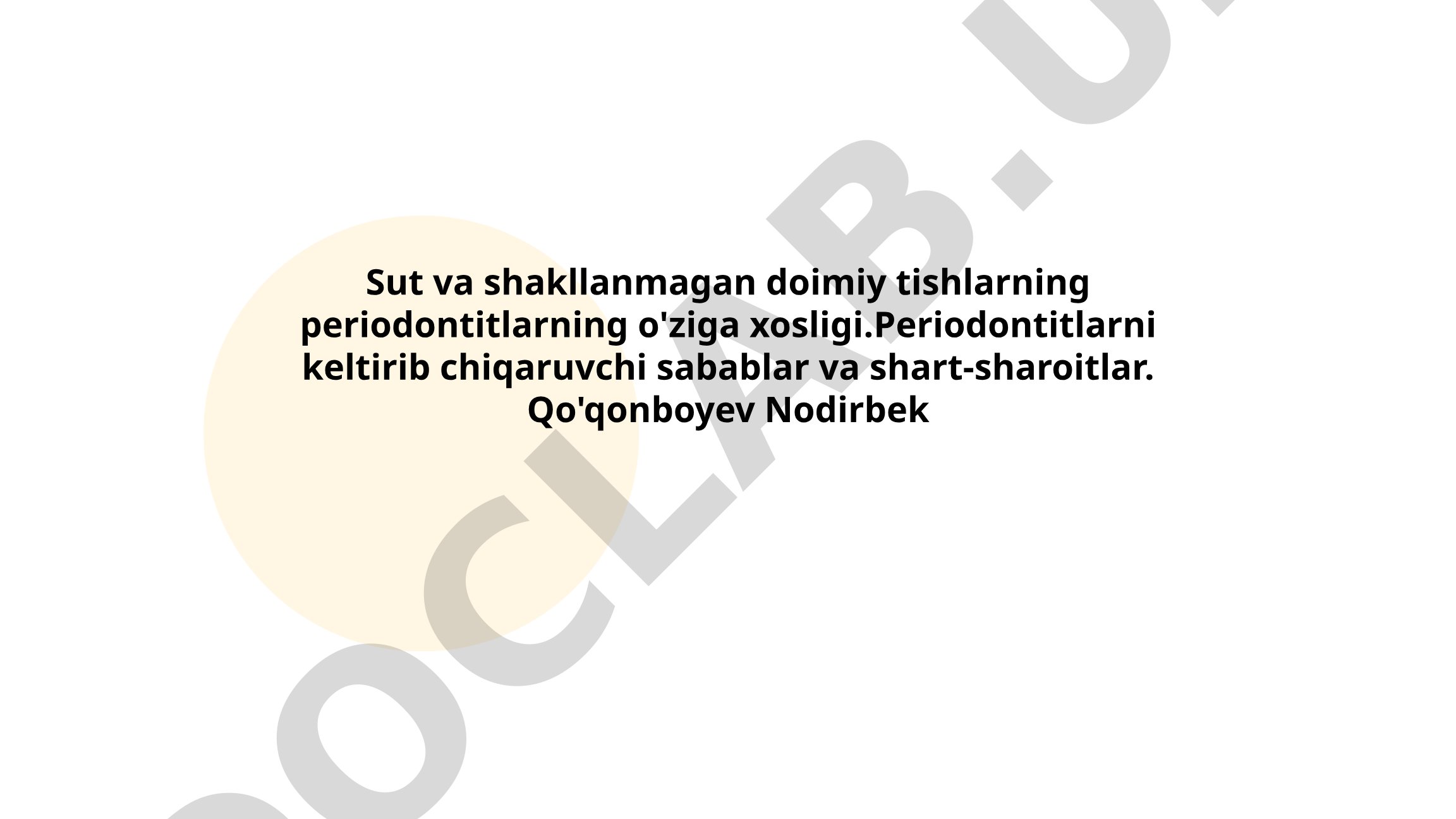 Sut va shakllanmagan doimiy tishlarning periodontitlarning o'ziga xosligi