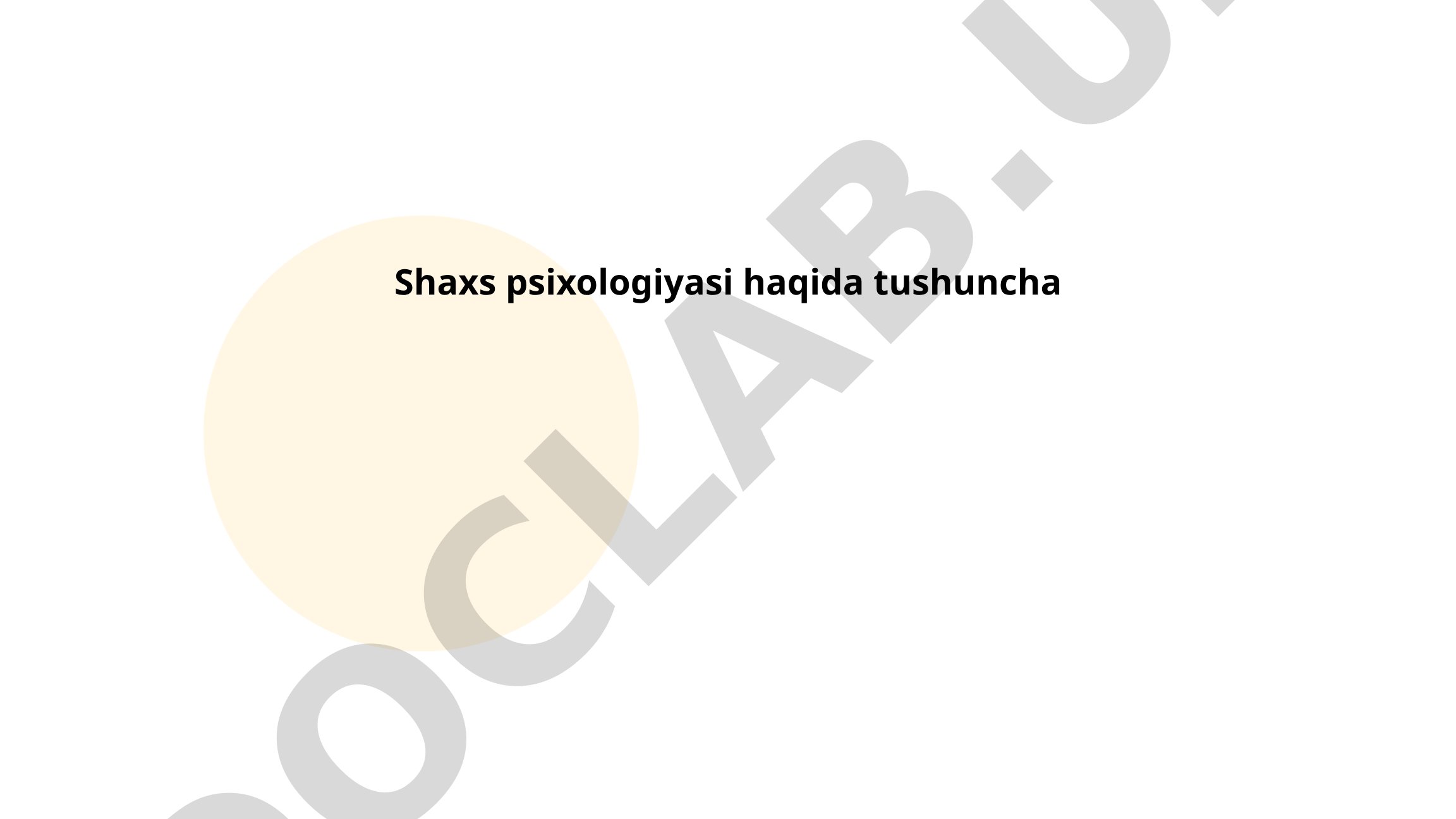 Shaxs psixologiyasi haqida tushuncha