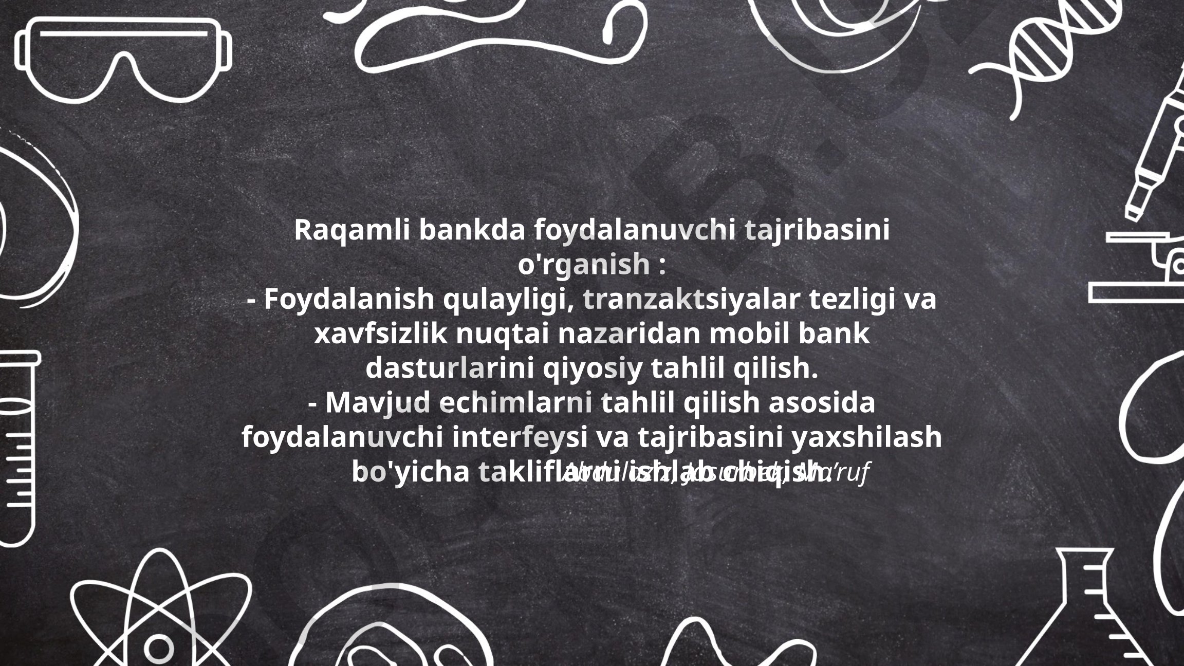 Raqamli bankda foydalanuvchi tajribasini o'rganish