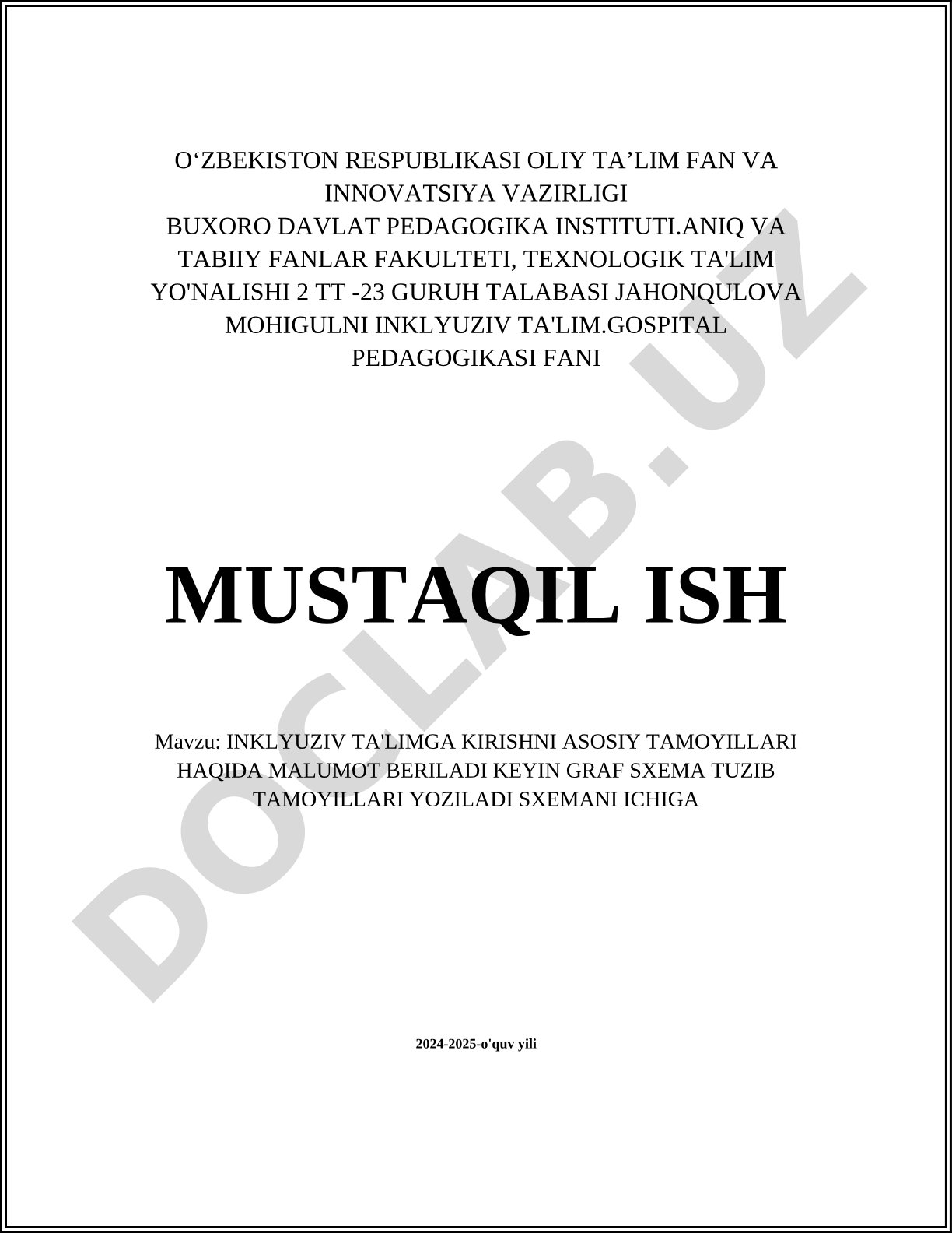 Inklyuziv ta'limga kirishni asosiy tamoyillari