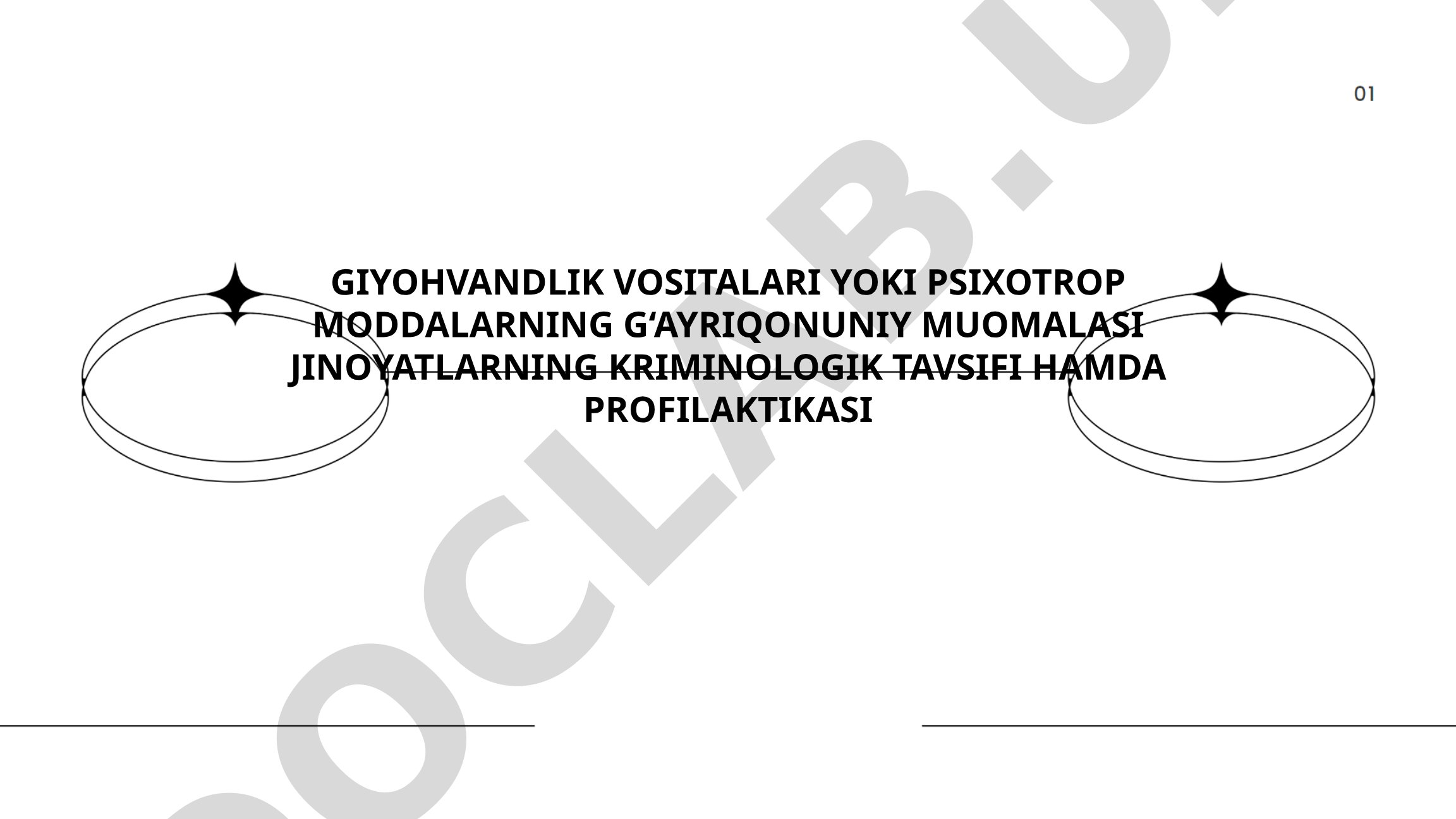 Giyohvandlik vositalari yoki psixotrop moddalarning g‘ayriqonuniy muomalasi jinoyatlarning kriminologik tavsifi hamda profilaktikasi