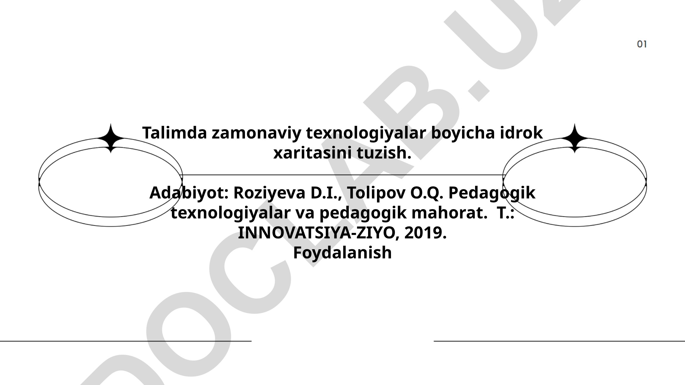 Talimda zamonaviy texnologiyalar bo'yicha idrok xaritasi