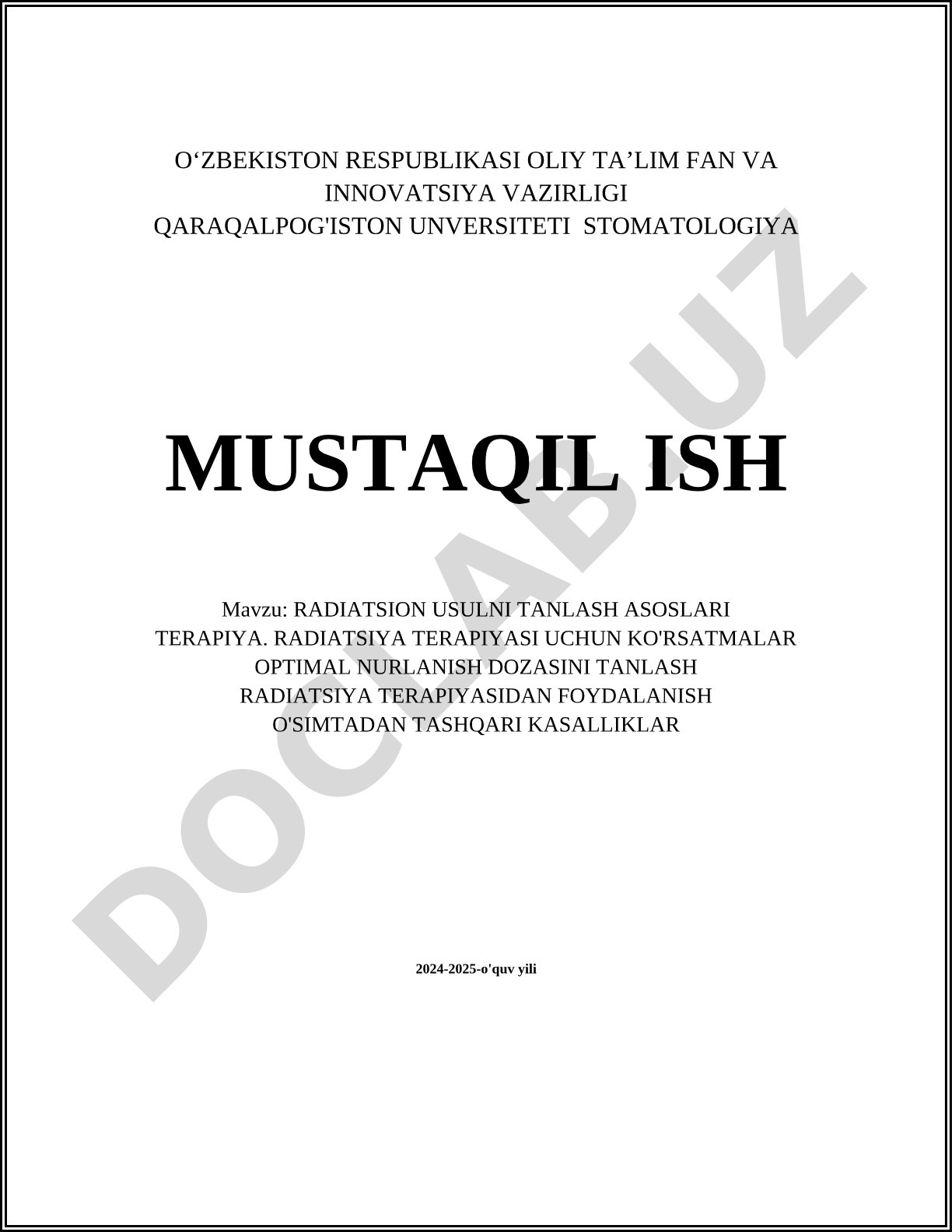 Radiatsion usulni tanlash asoslari terapiya. Radiatsiya terapiyasi uchun ko'rsatmalar optimal nurlanish dozasini tanlash radiatsiya terapiyasidan foydalanish o'simtadan tashqari kasalliklar