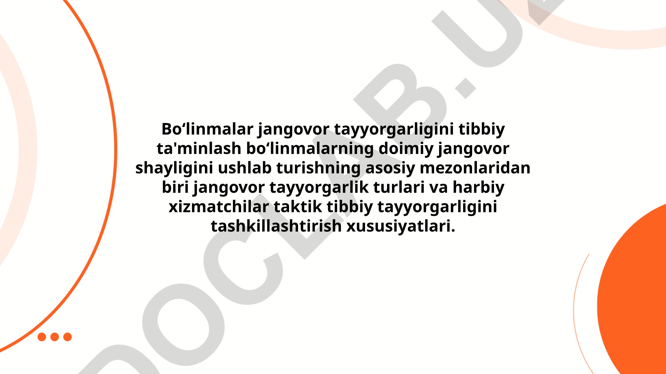 Boʻlinmalar jangovor tayyorgarligini tibbiy ta'minlash