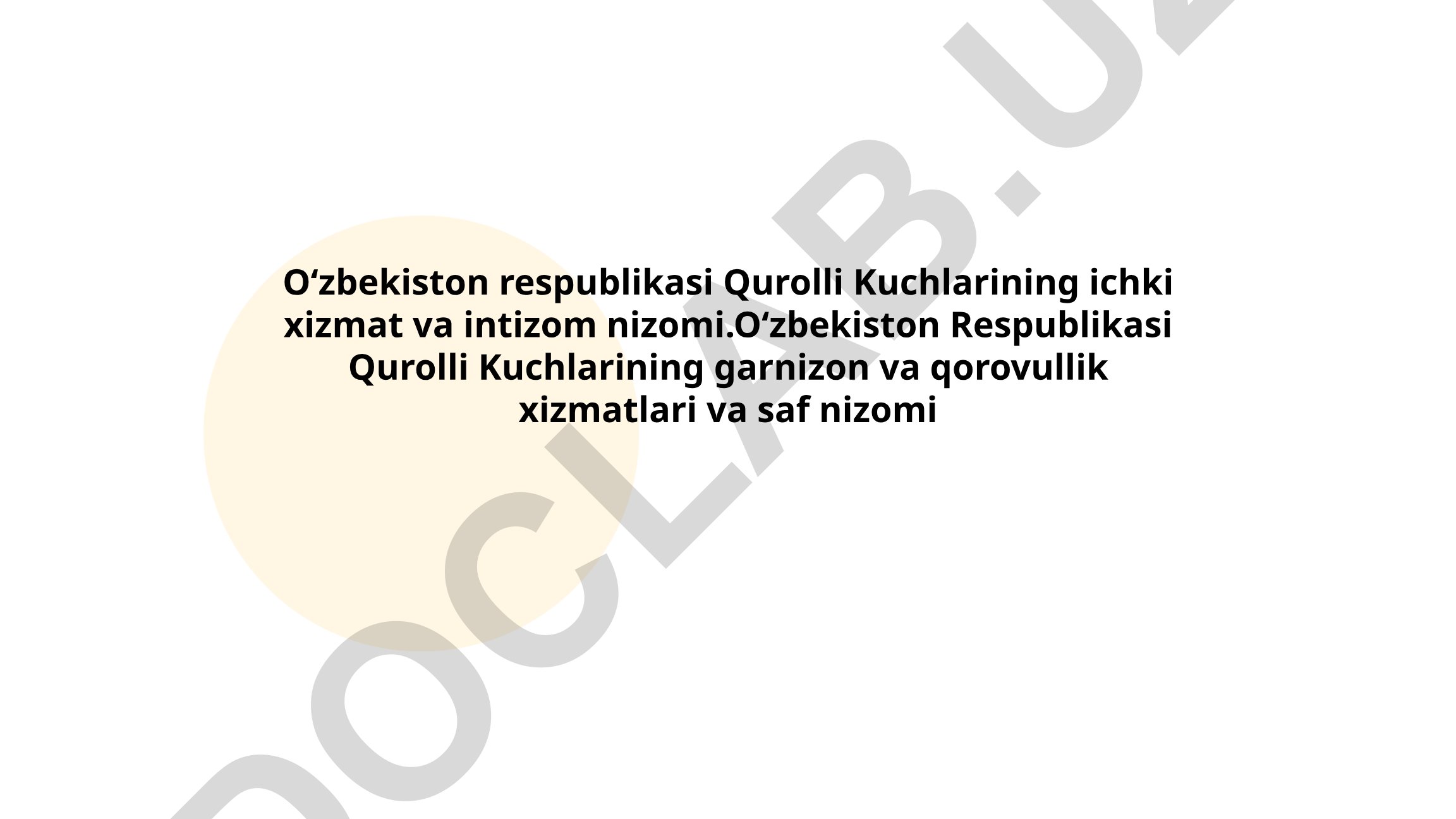 Oʻzbekiston Respublikasi Qurolli Kuchlarining ichki xizmat va intizom nizomi