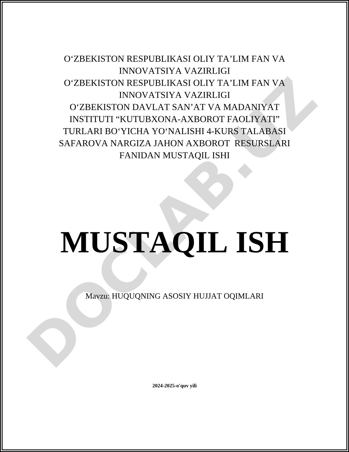 Huquqning asosiy hujjat oqimlari
