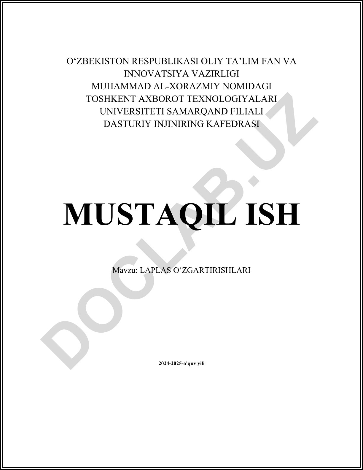 Laplas o‘zgartirishlari