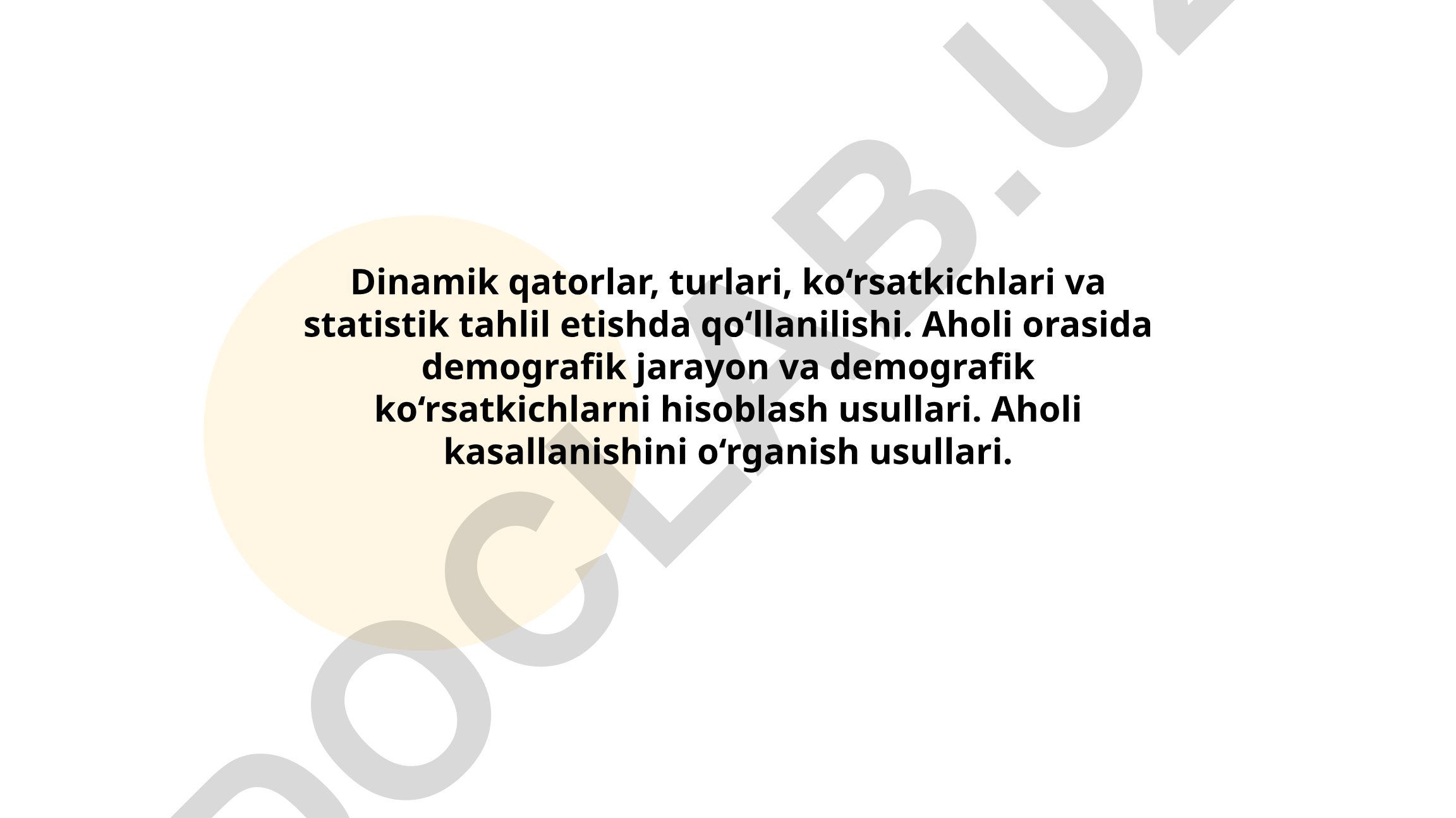 Dinamik qatorlar turlari, ko'rsatkichlari va statistik tahlil etish