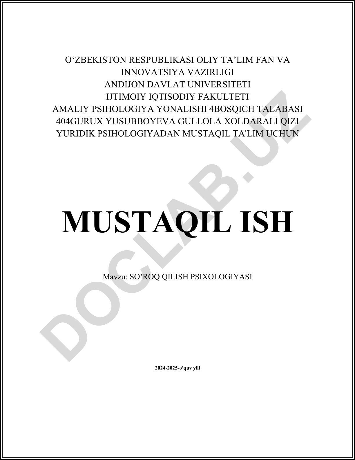 So'roq qilish psixologiyasi
