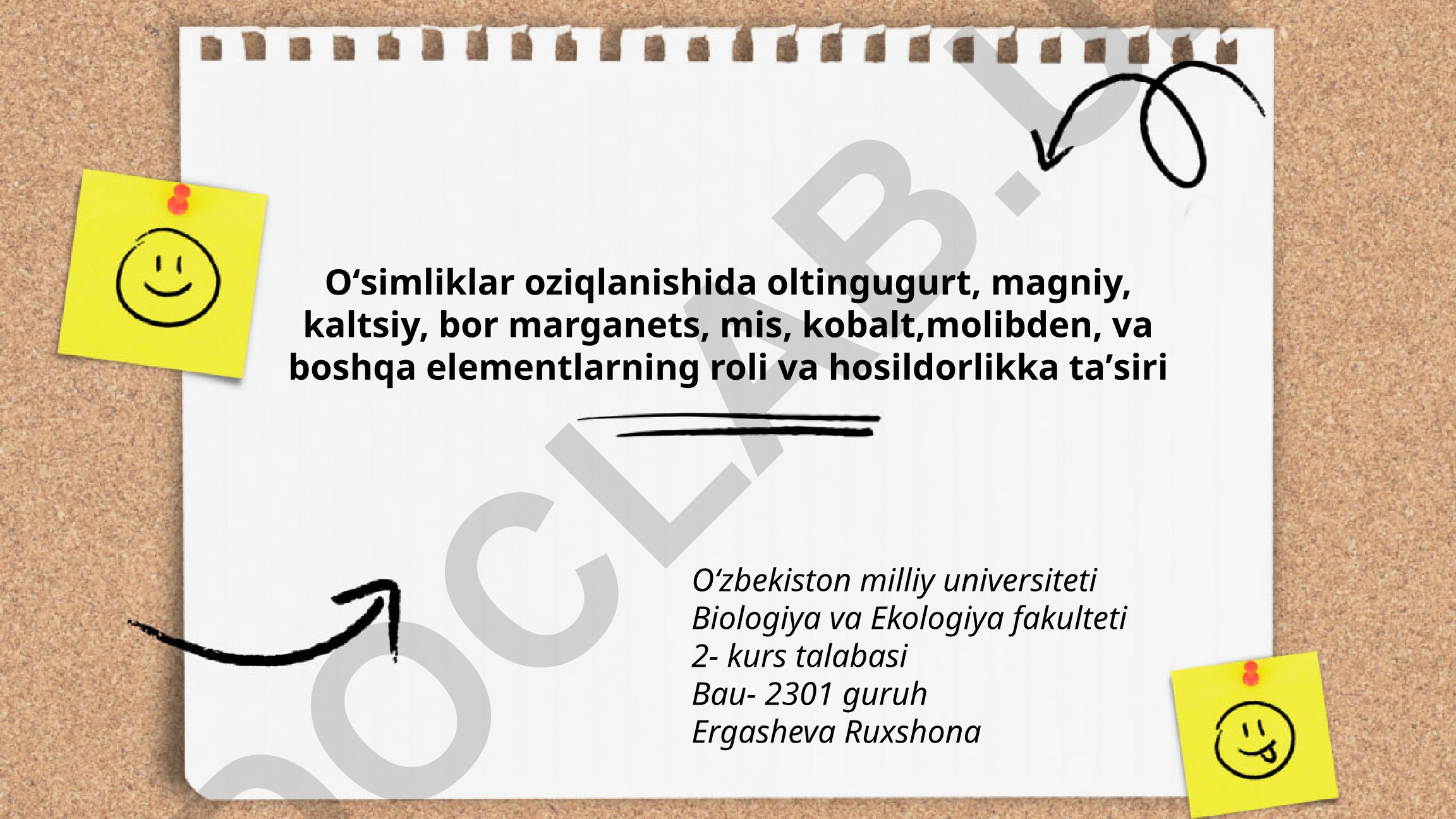 O'simliklar oziqlanishida mikroelementlarning roli va hosildorlikka ta'siri