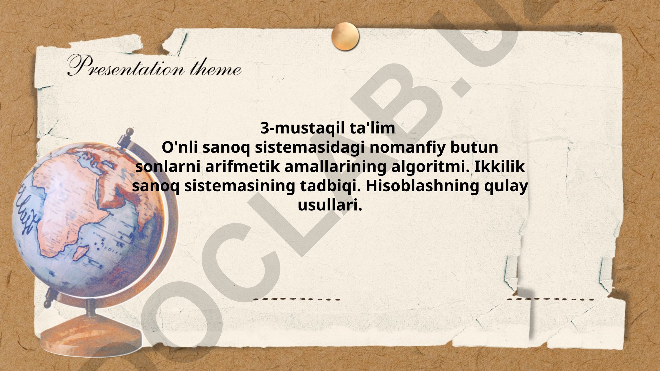 O'nli sanoq sistemasida arifmetik amallar algoritmlari va ikkilik sanoq sistemasining tadbiqi