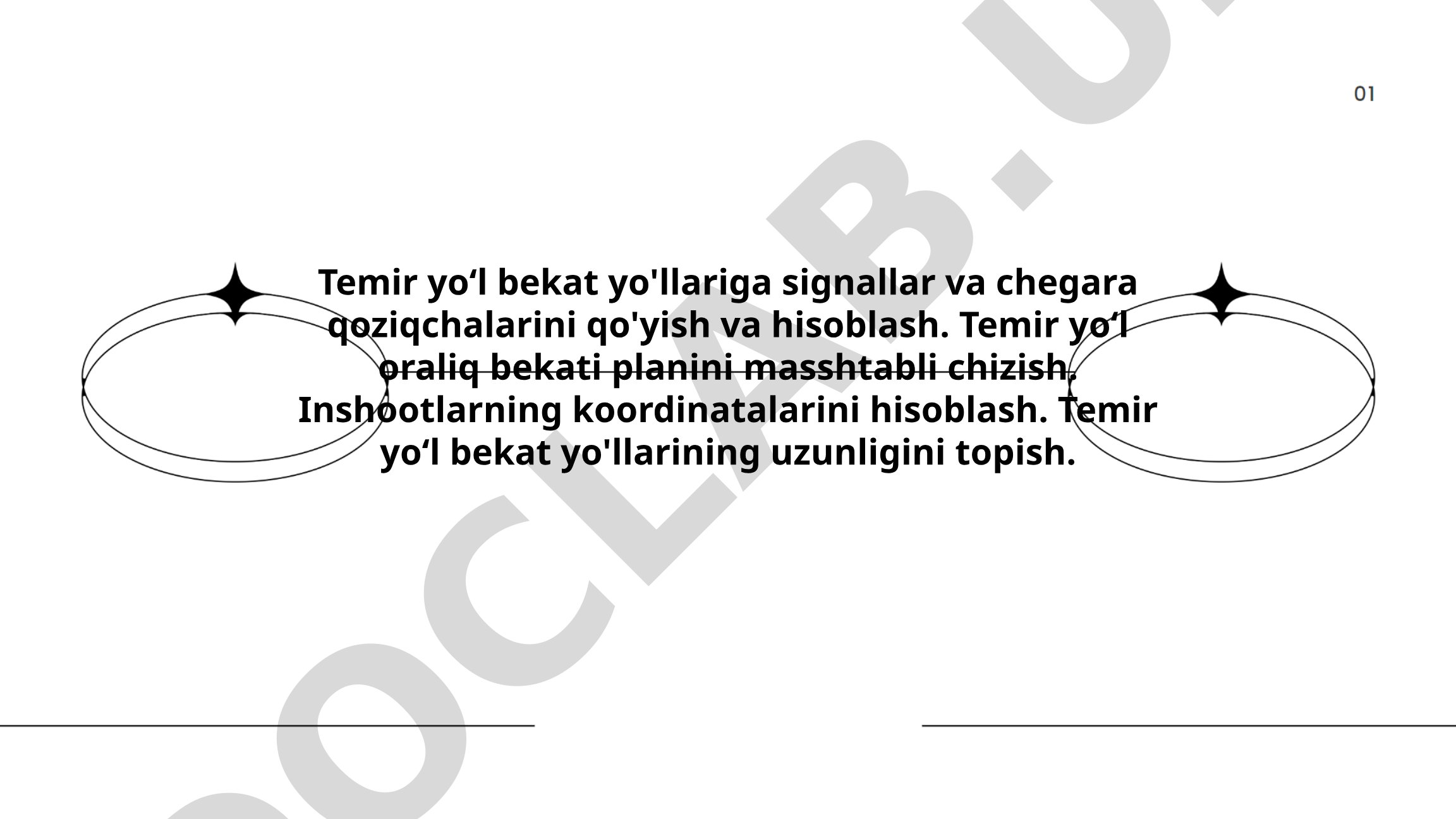 Temir yoʻl bekat yo'llariga signallar va chegara qoziqchalarini qo'yish va hisoblash