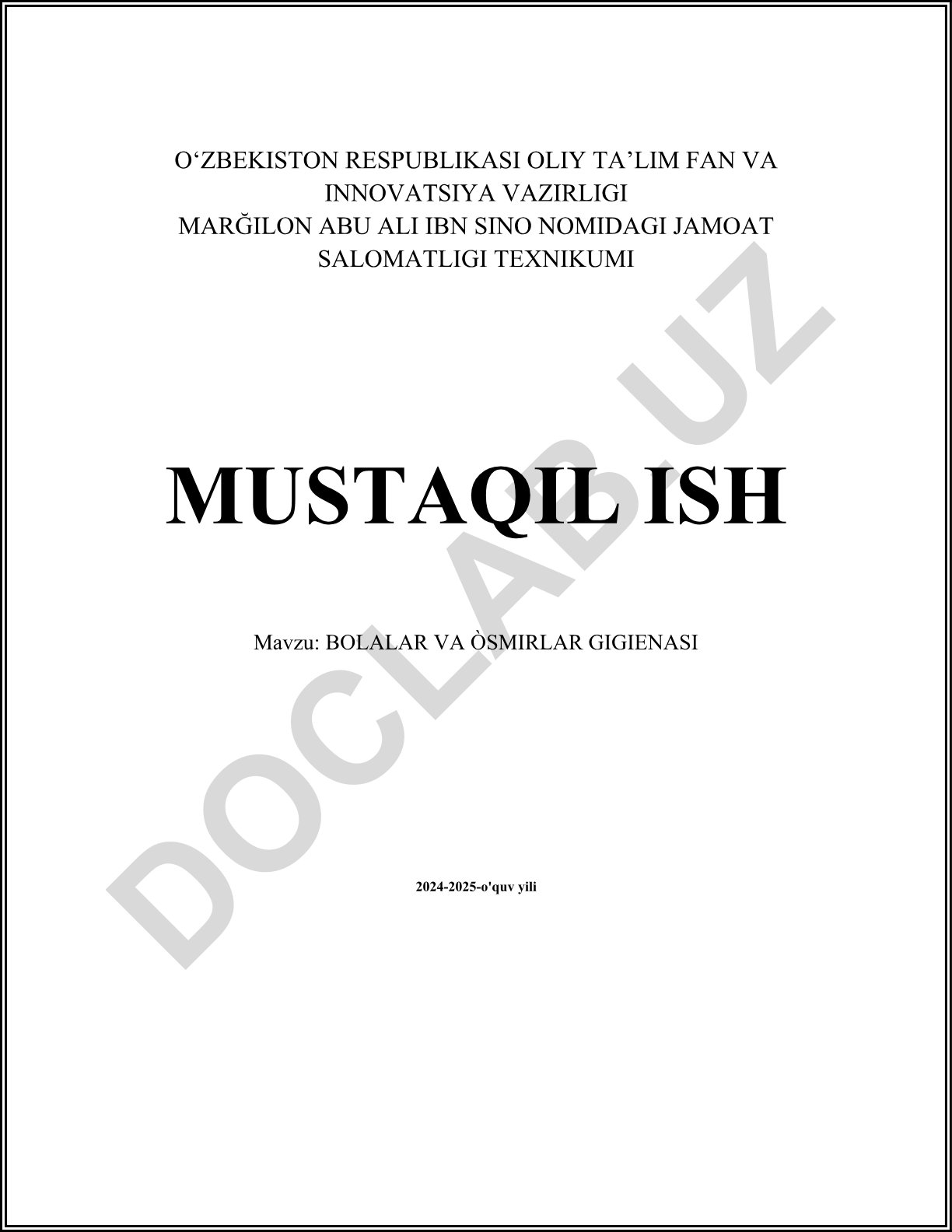 Bolalar va o'smirlar gigienasi