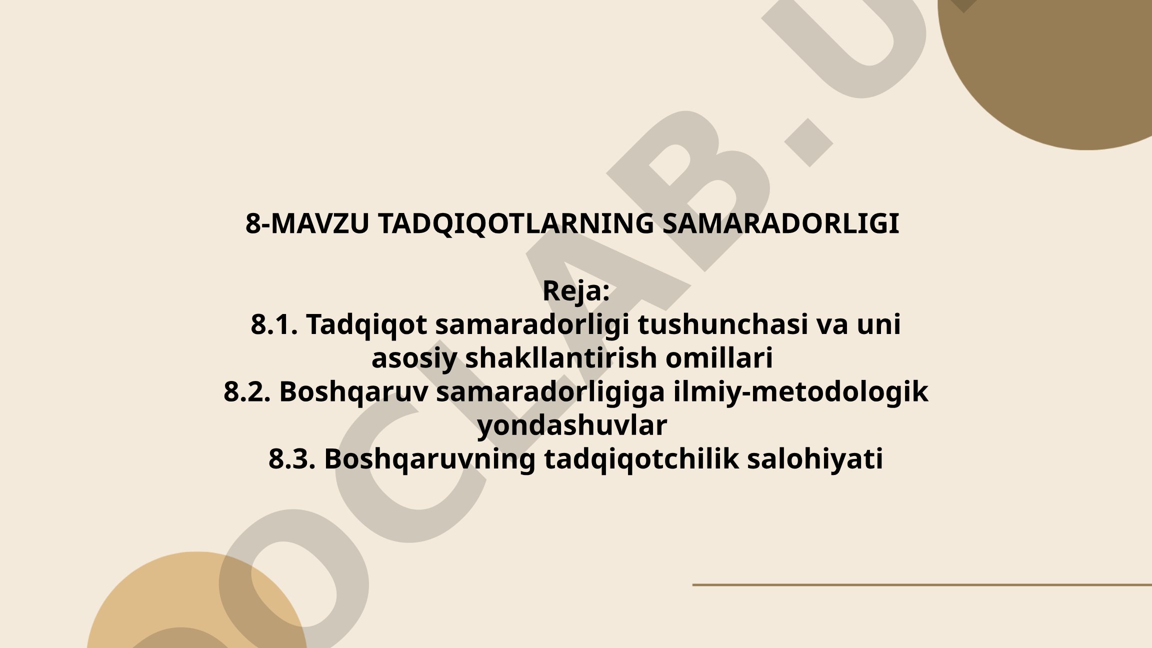 Tadqiqotlarning samaradorligi