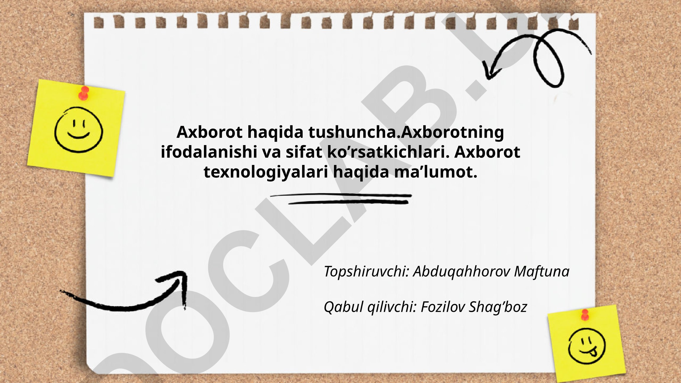 Axborot va axborot texnologiyalari