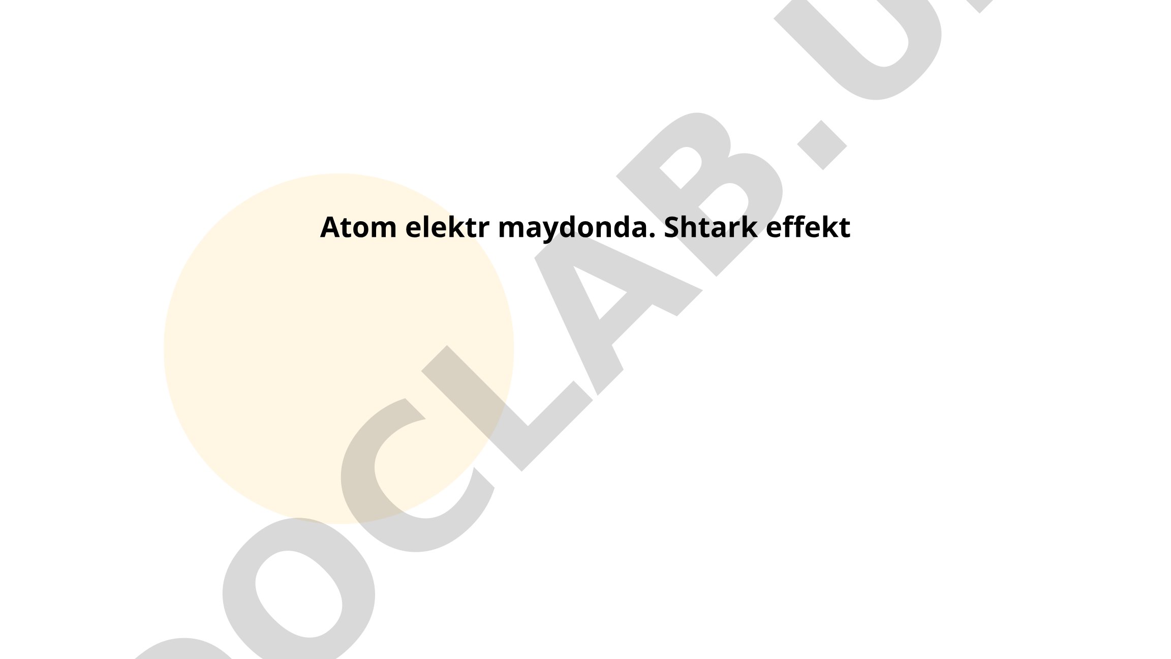 Atom elektr maydonida. Shtark effekt