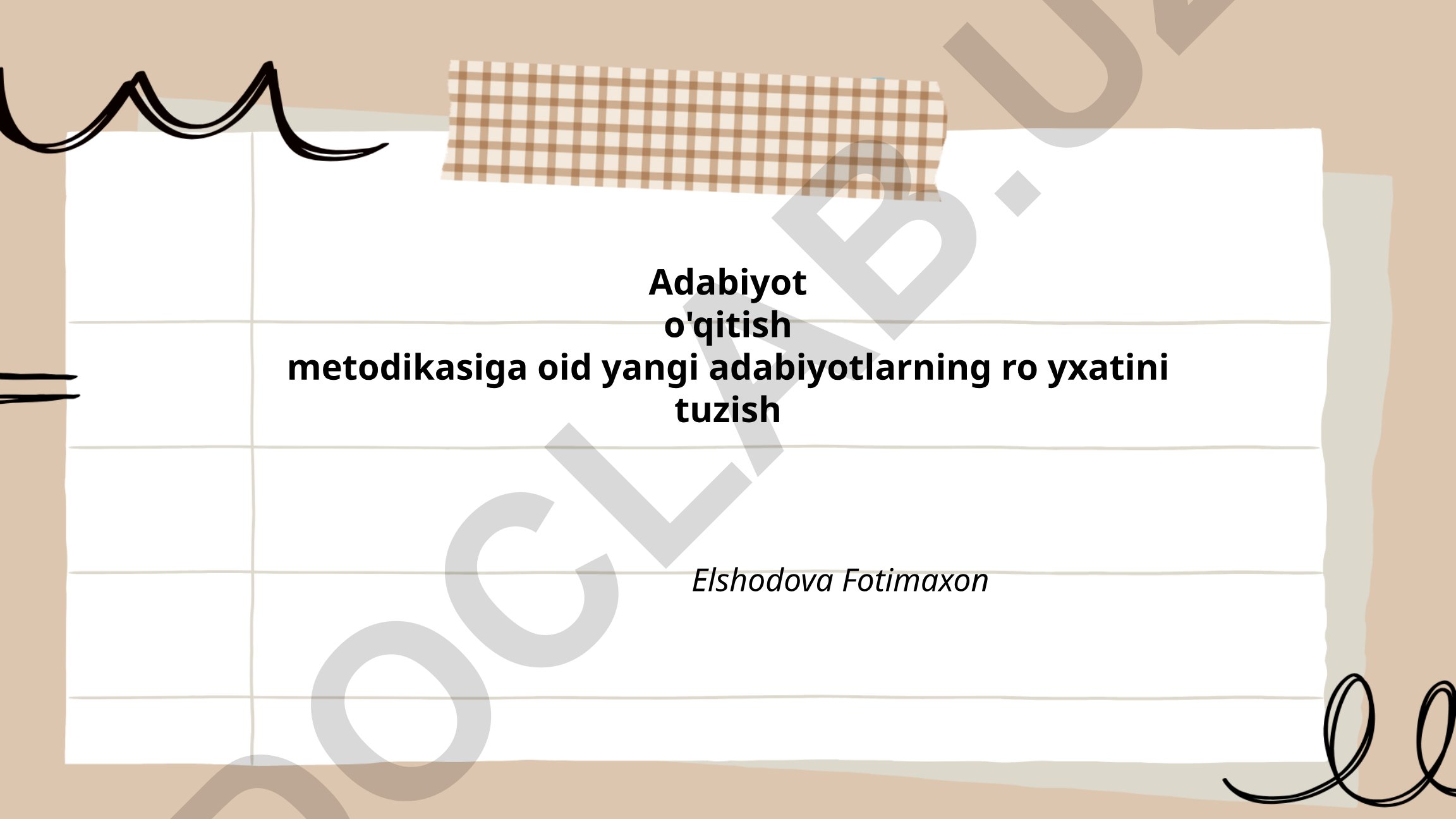 Adabiyot o'qitish metodikasiga oid yangi adabiyotlar ro'yxati