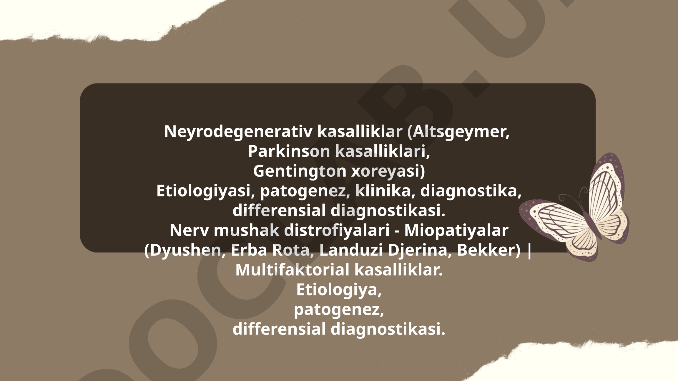 Neyrodegenerativ kasalliklar va miopatiyalar: etiologiya, patogenez, diagnostika