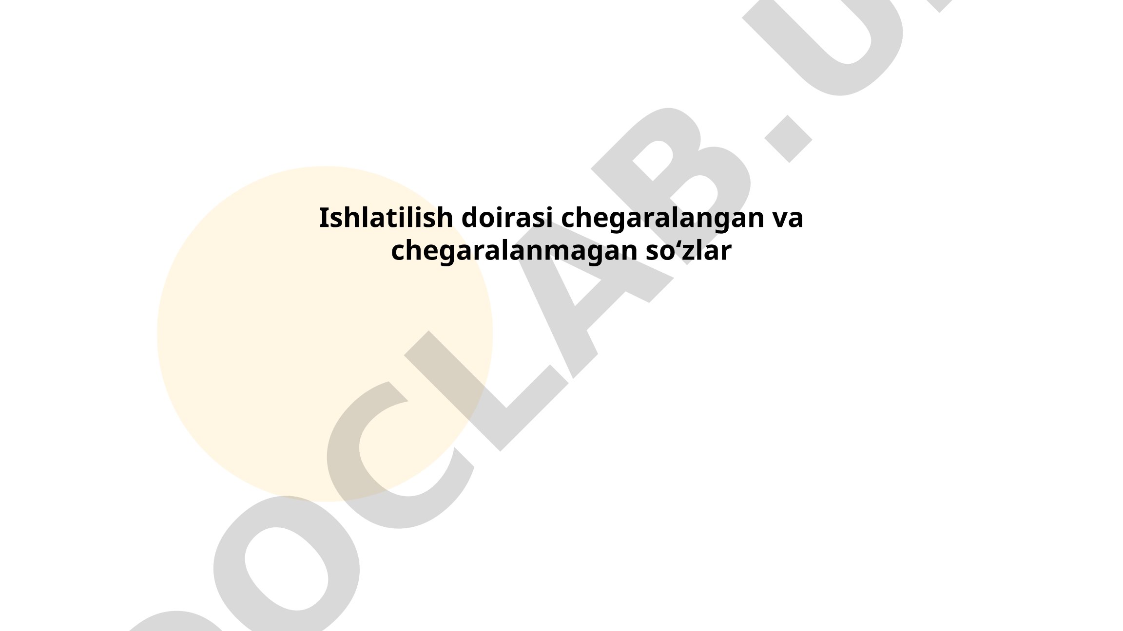 Ishlatilish doirasi chegaralangan va chegaralanmagan so'zlar