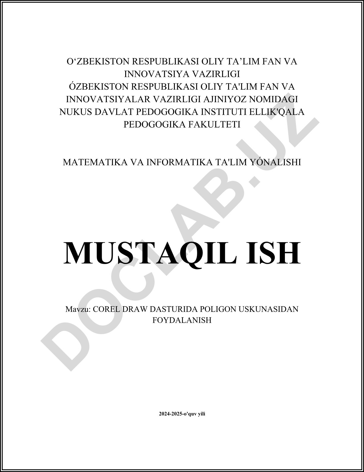 Corel Draw dasturida poligon uskunasidan foydalanish
