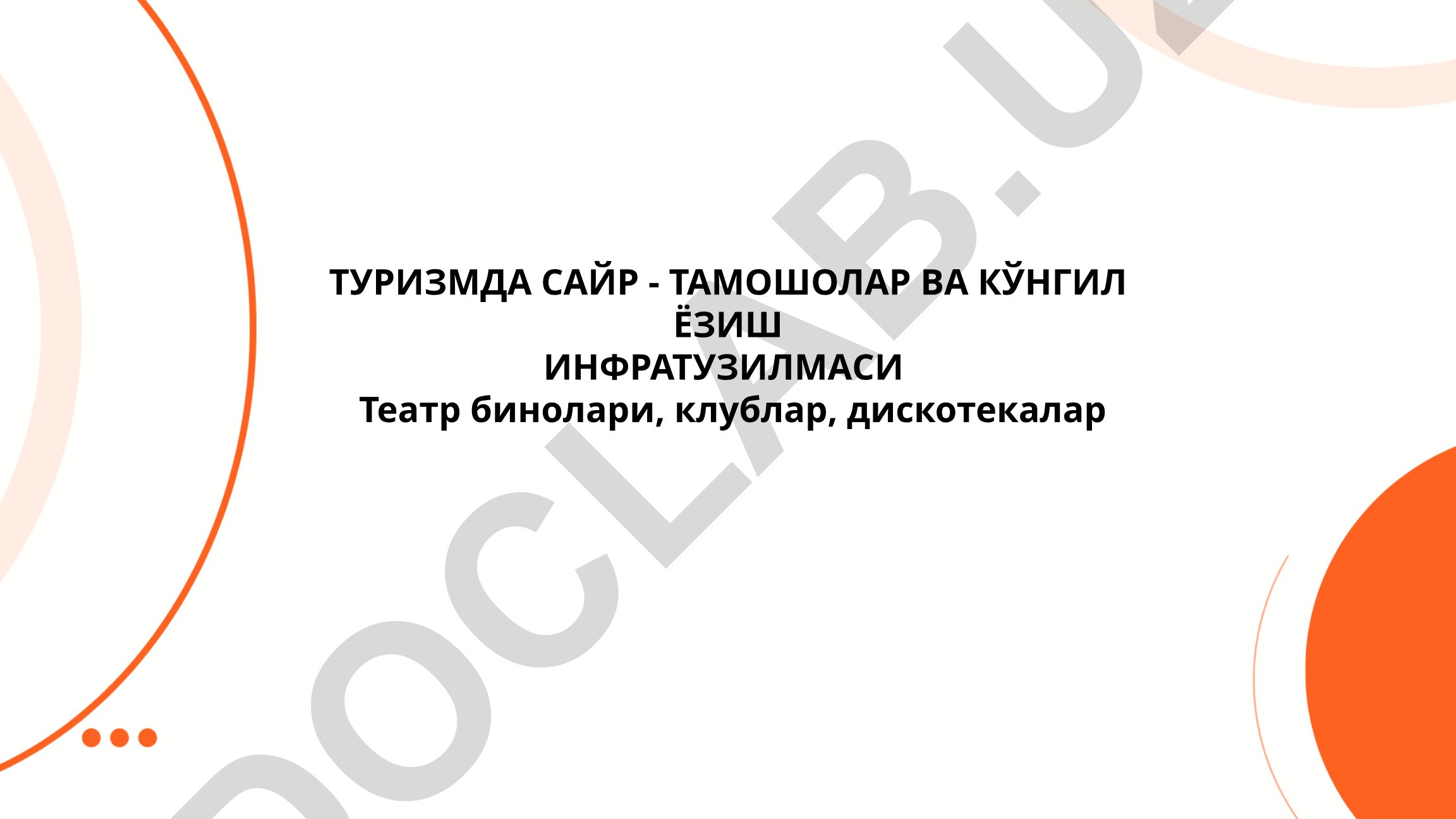 Туризмда сайр-тамошолар ва кўнгил ёзиш инфратузилмаси: Театрлар